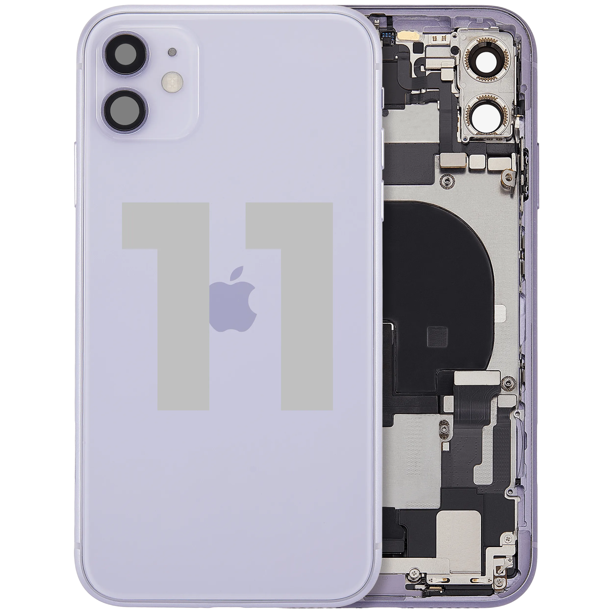 Back Housing W/ Charging Port Flex & Small Parts For iPhone 11 (Used OEM Pull: Grade B) (Purple)