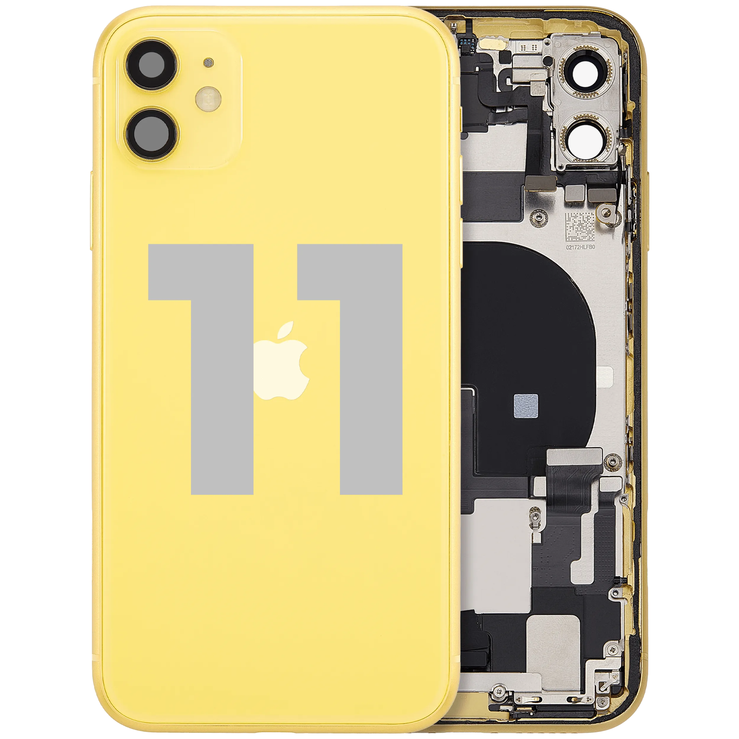 Back Housing W/ Charging Port Flex & Small Parts For iPhone 11 (Used OEM Pull: Grade B) (Yellow)