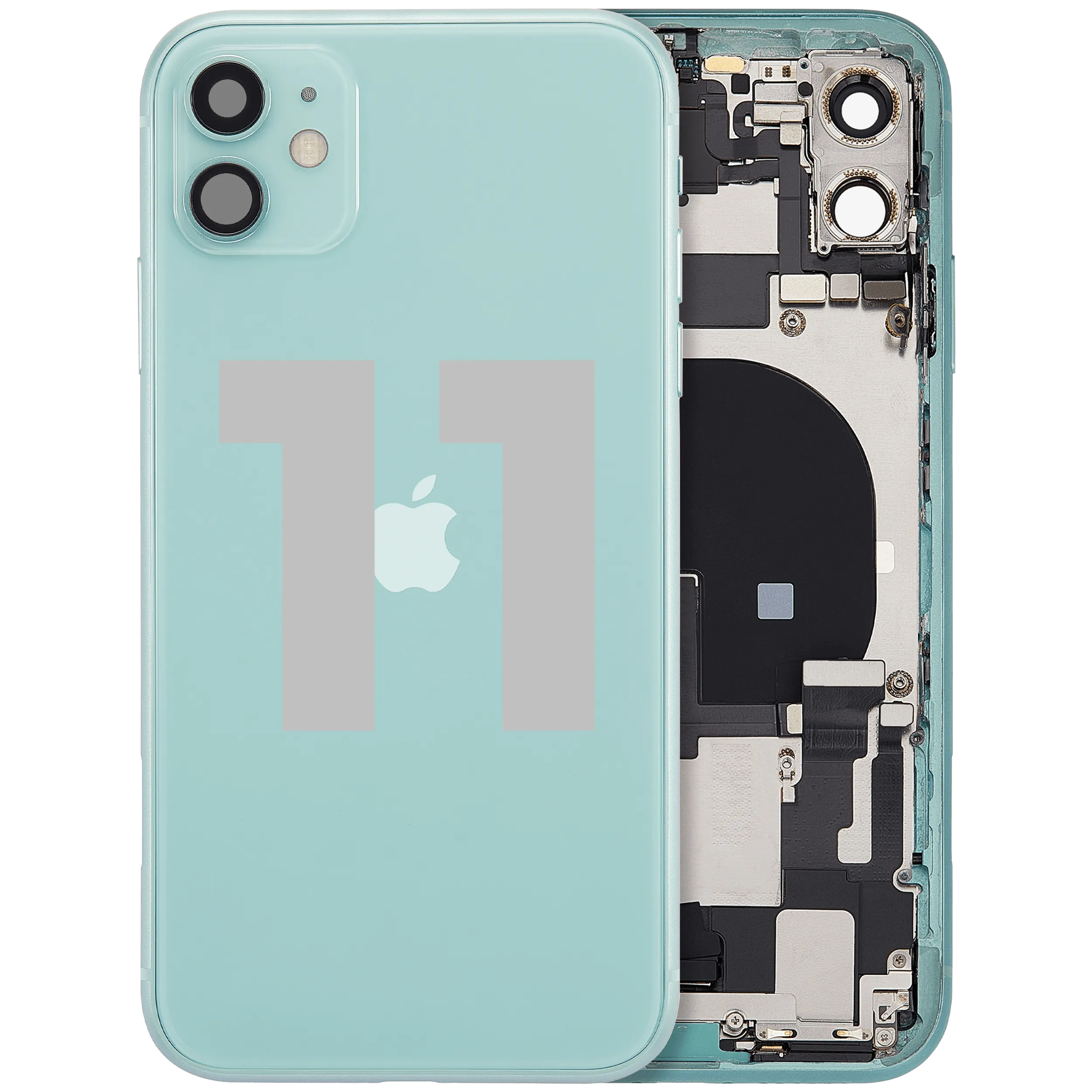 Back Housing W/ Charging Port Flex & Small Parts For iPhone 11 (Used OEM Pull: Grade C) (Green)