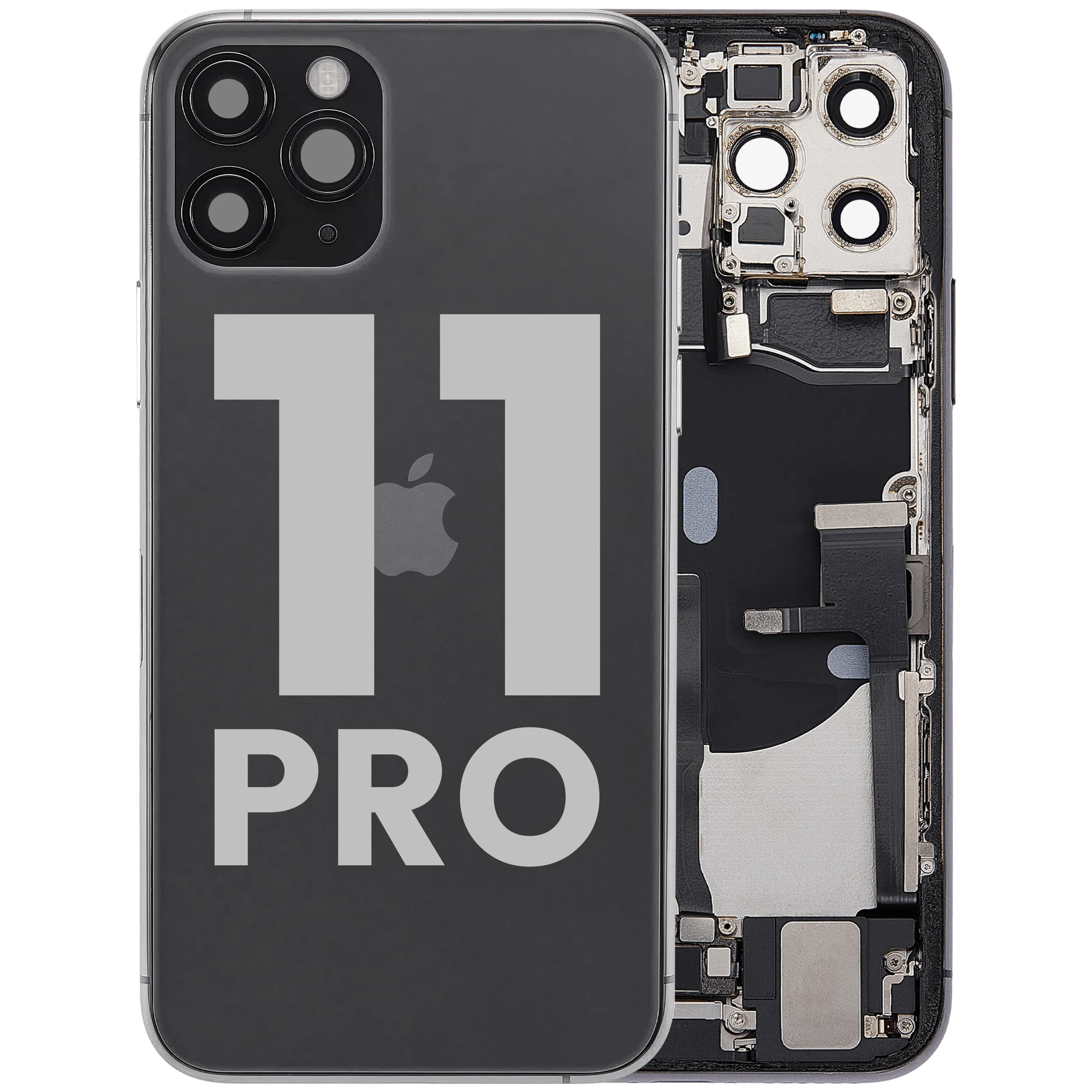 Back Housing W/ Charging Port Flex & Small Parts For iPhone 11 Pro (Used OEM Pull: Grade A) (Space Gray)