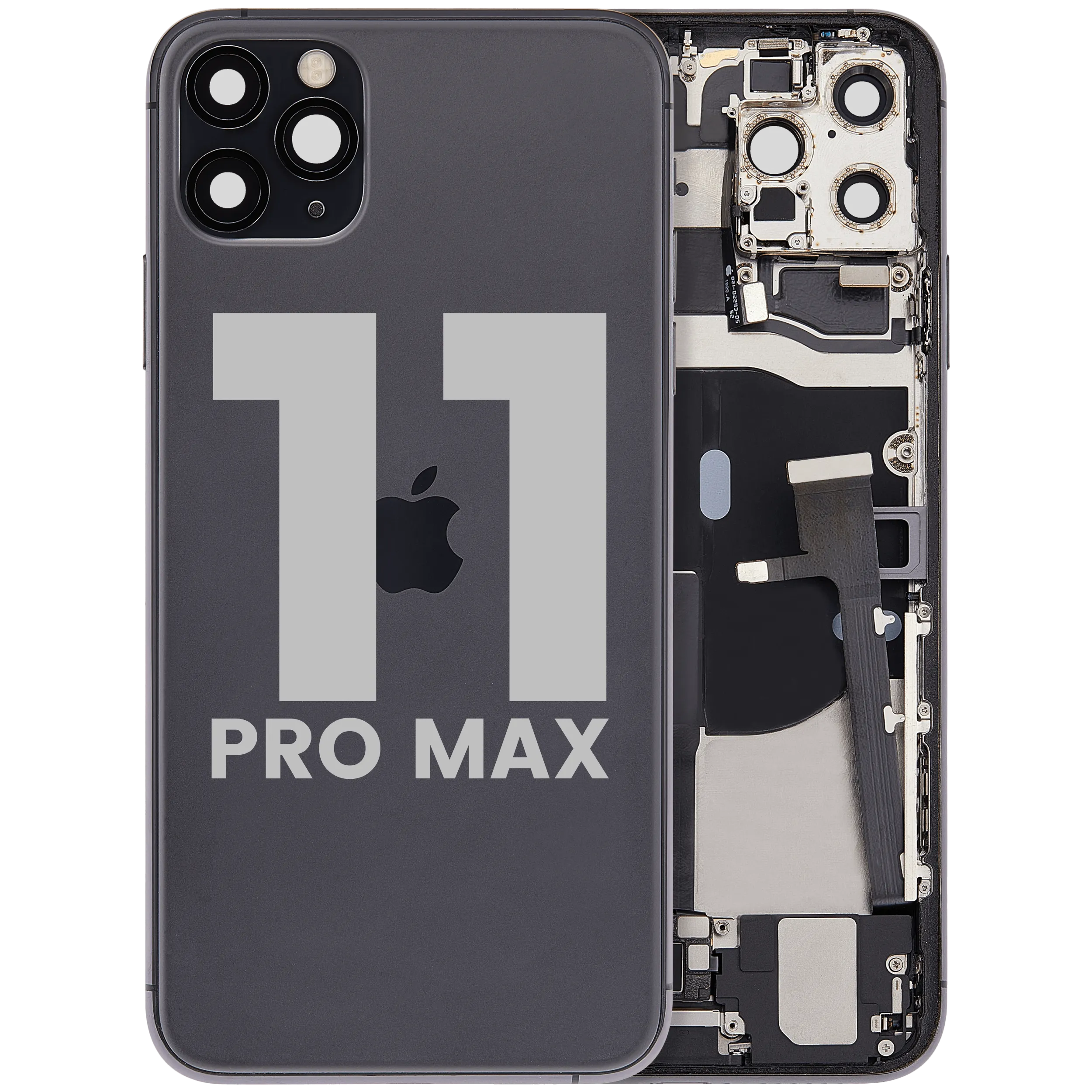 Back Housing W/ Charging Port Flex & Small Parts For iPhone 11 Pro Max (Used OEM Pull: Grade A) (Space Gray)