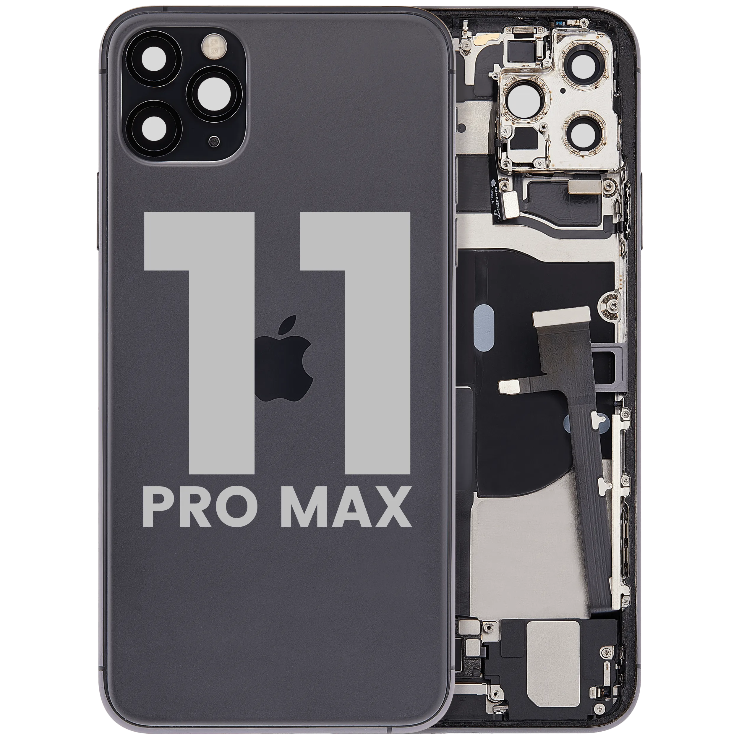 Back Housing W/ Charging Port Flex & Small Parts For iPhone 11 Pro Max (Used OEM Pull: Grade B) (Space Gray)