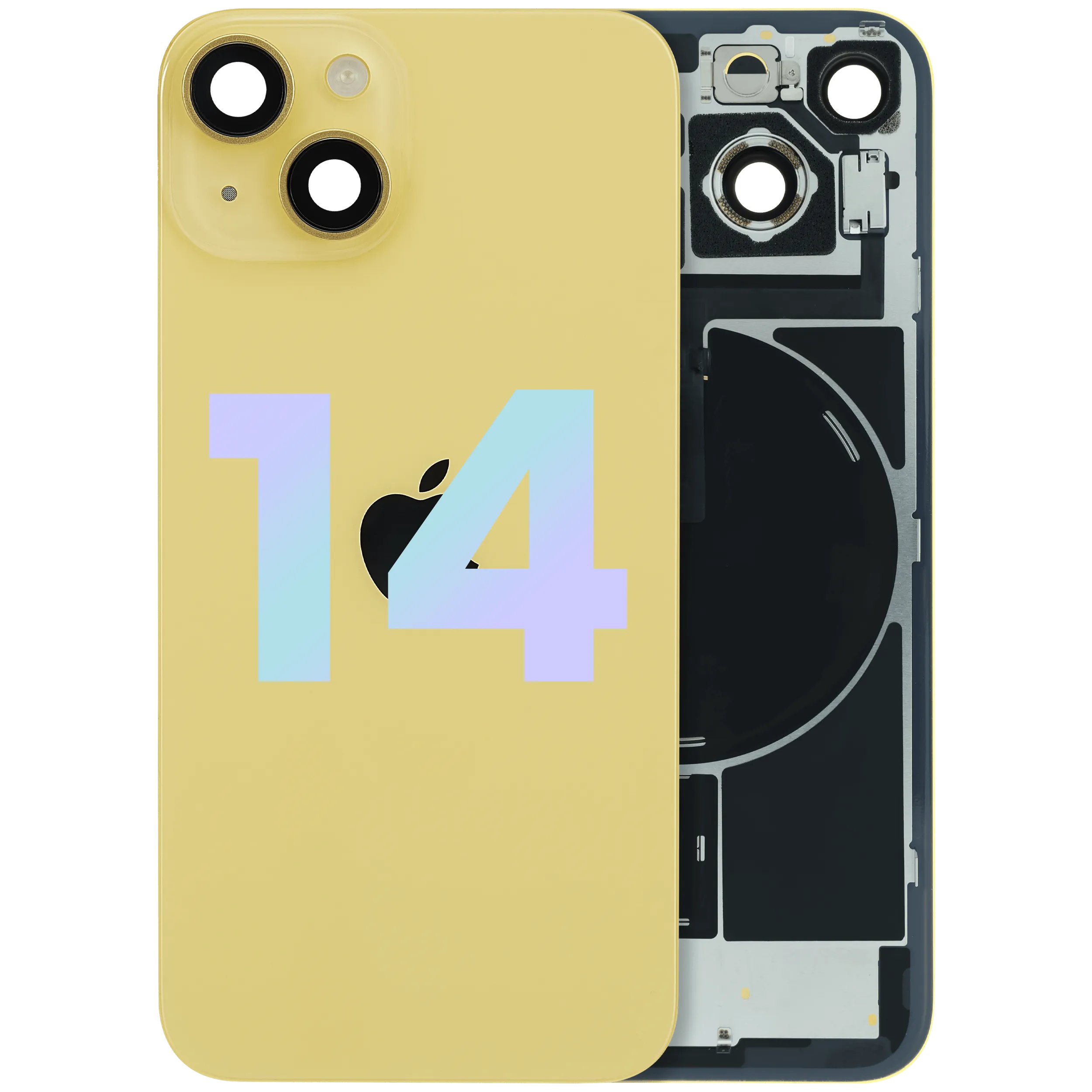 Back Glass With Steel Plate With MagSafe Magnet Pre-Installed For iPhone 14 (Service Pack) (Yellow)