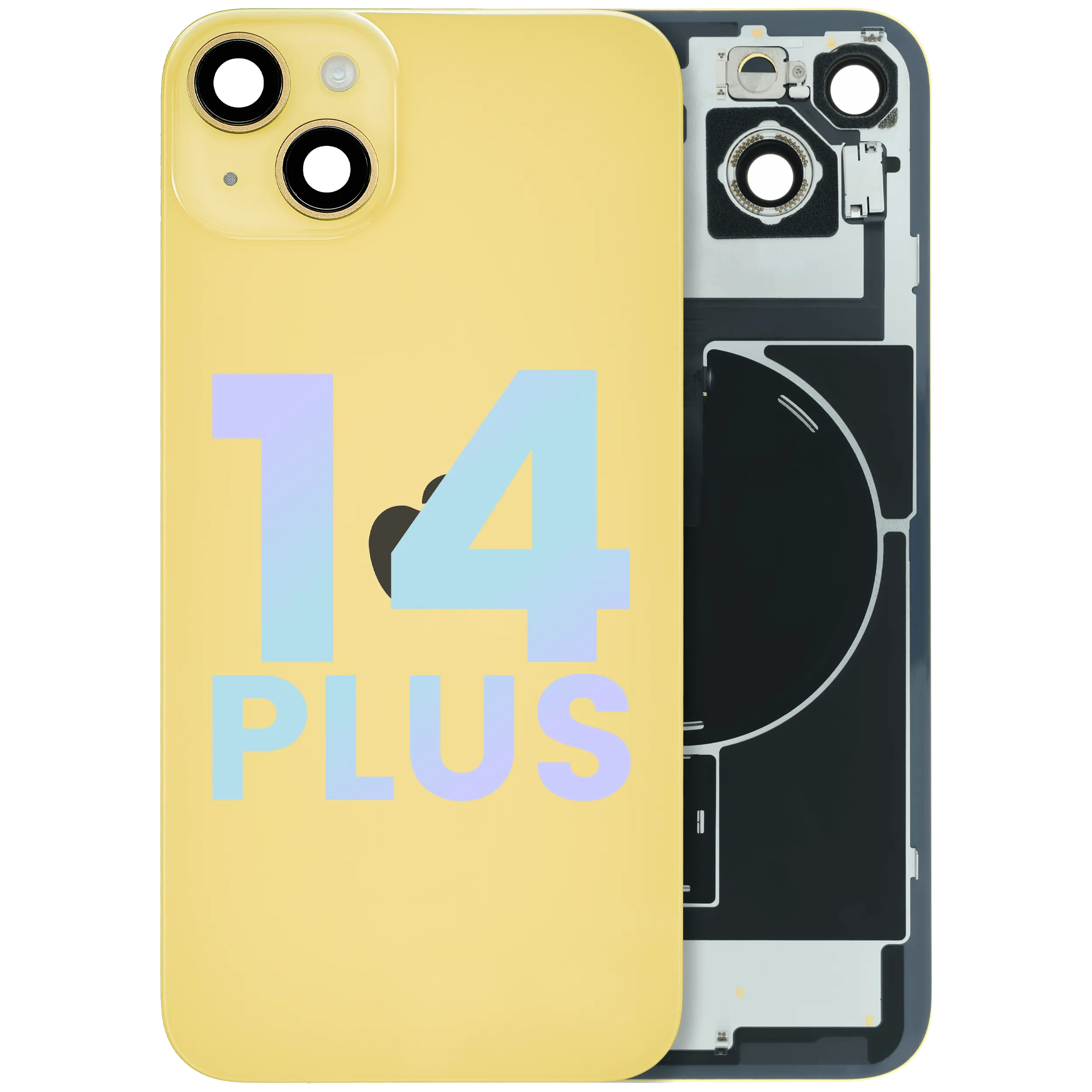 Back Glass With Steel Plate With MagSafe Magnet Pre-Installed For iPhone 14 Plus (Service Pack) (Yellow)