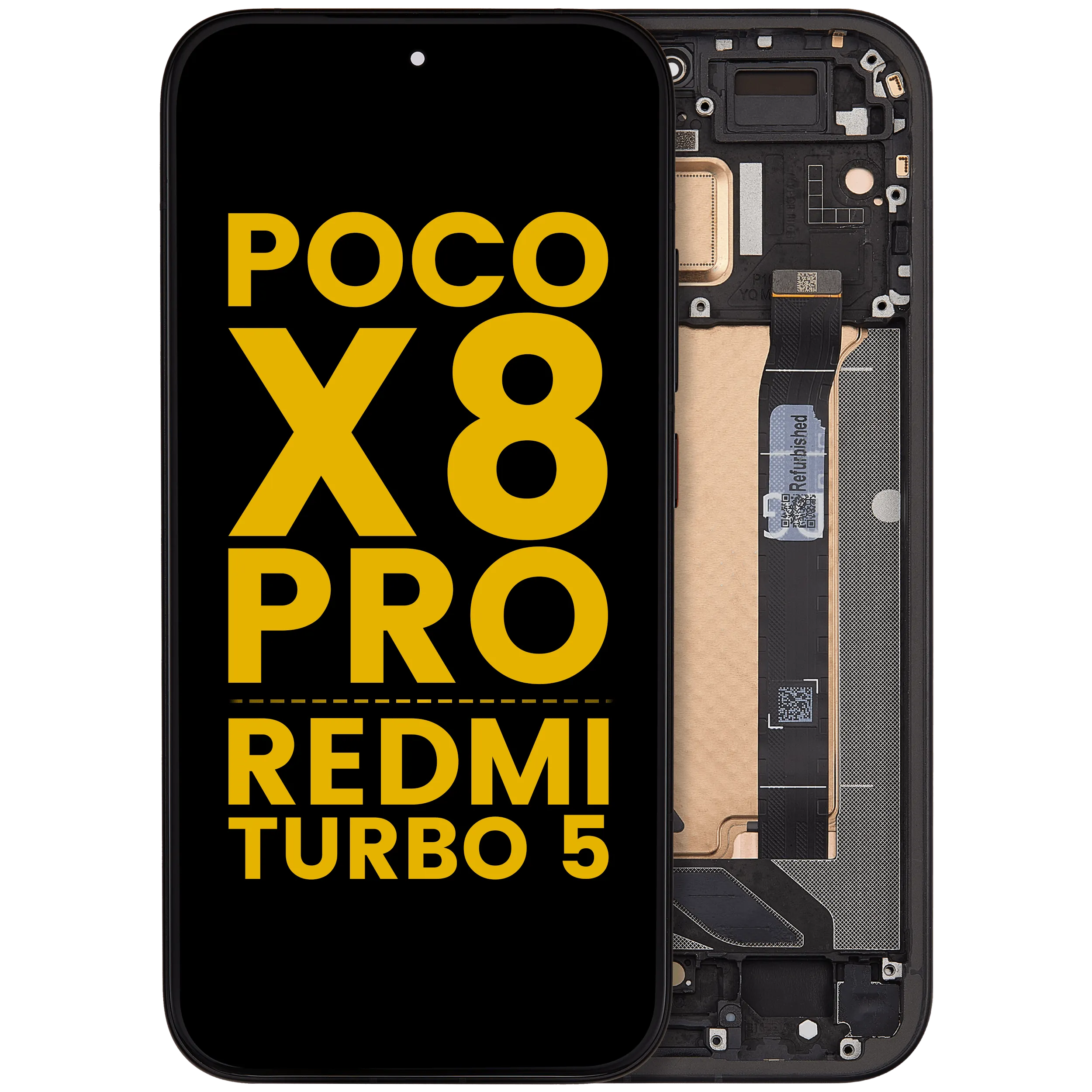 OLED Assembly With Frame For Xiaomi Poco X8 Pro / Redmi Turbo 5 (Refurbished) (Asphalt Black)