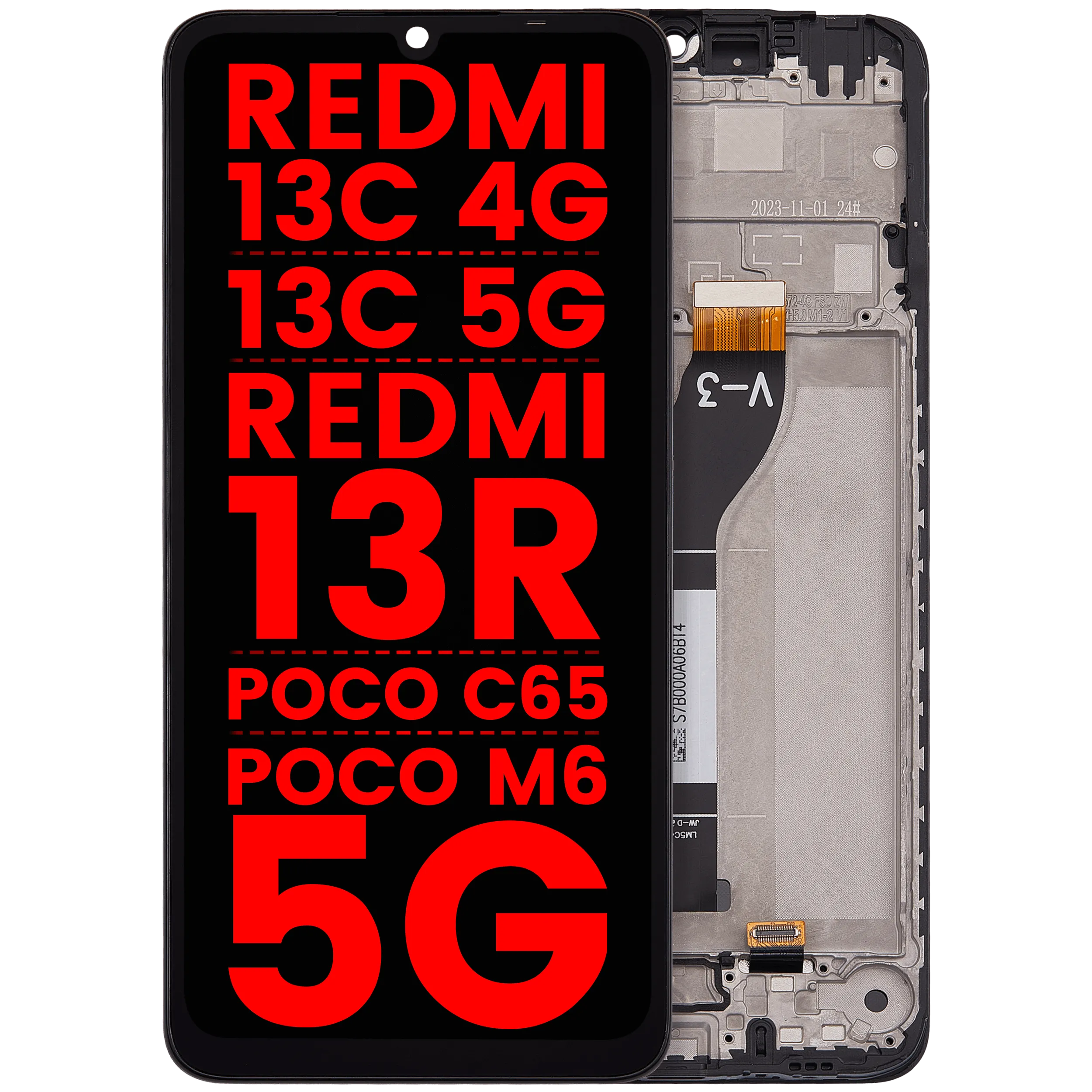 LCD Assembly With Frame For Xiaomi Redmi 13C 4G / 13C 5G / Redmi 13R / Poco C65 / Poco M6 5G (Aftermarket Plus) (All Colors)