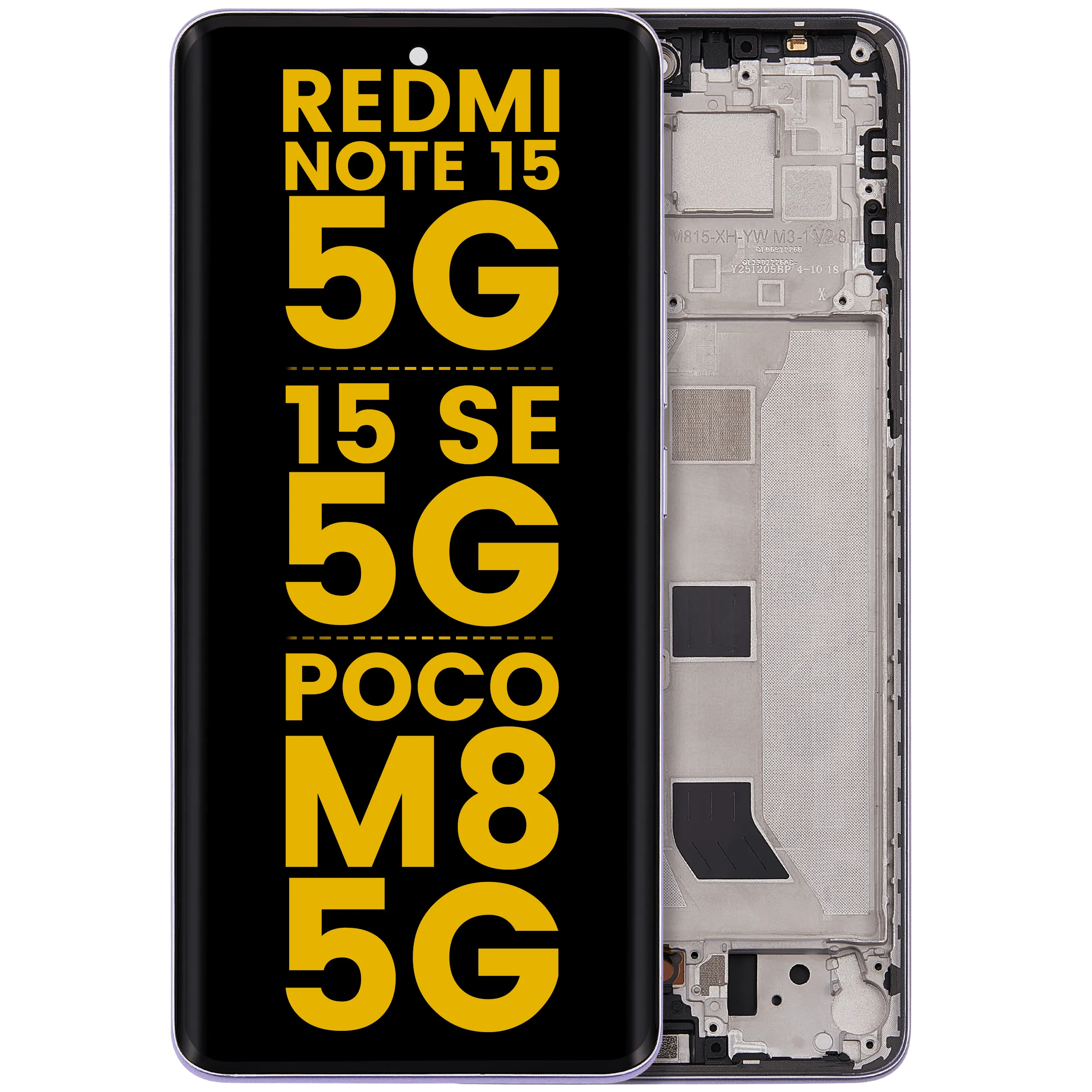 OLED Assembly With Frame For Xiaomi Redmi Note 15 5G / Redmi Note 15 SE 5G / POCO M8 5G (Refurbished) (Mist Purple)