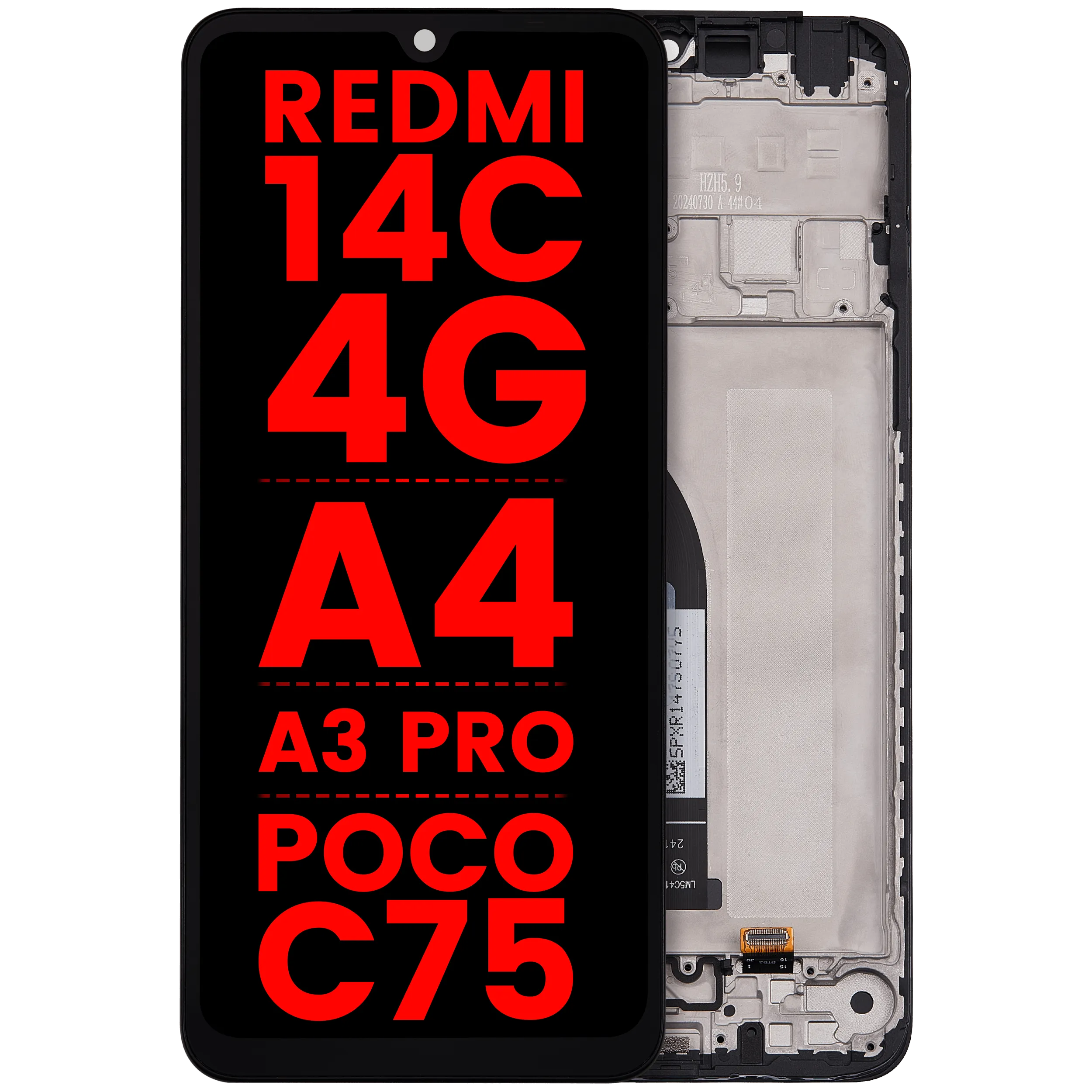 LCD Assembly With Frame For Xiaomi Redmi 14C 4G / Redmi A4 / Redmi A3 Pro / Poco C75 (Aftermarket Plus) (All Colors)