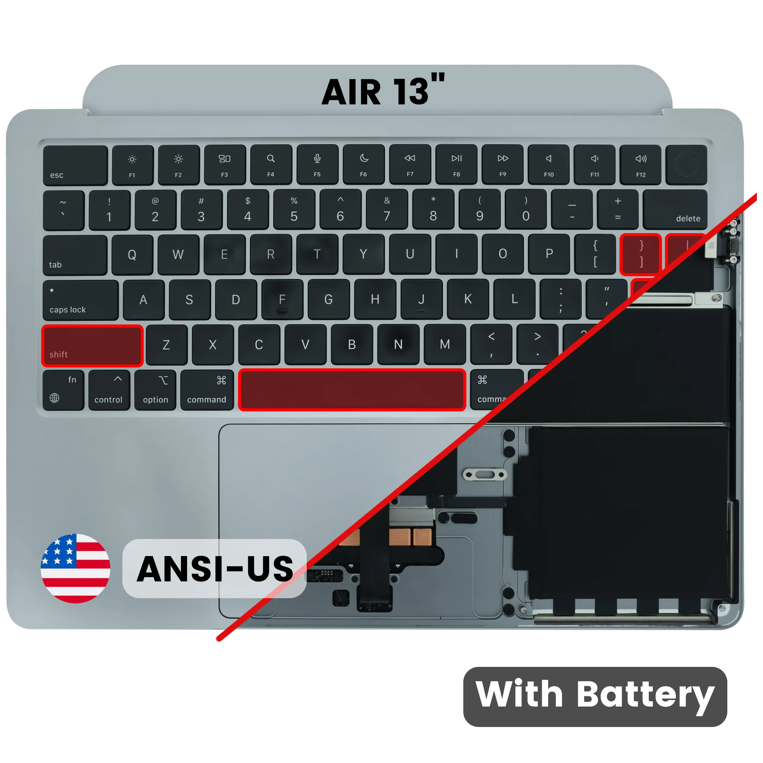 Top Case with Battery and Keyboard (ANSI US) For MacBook Air 13" A2681 (2022) (Used OEM Pull: Grade B) (Space Gray) duplicated sku 11000000232