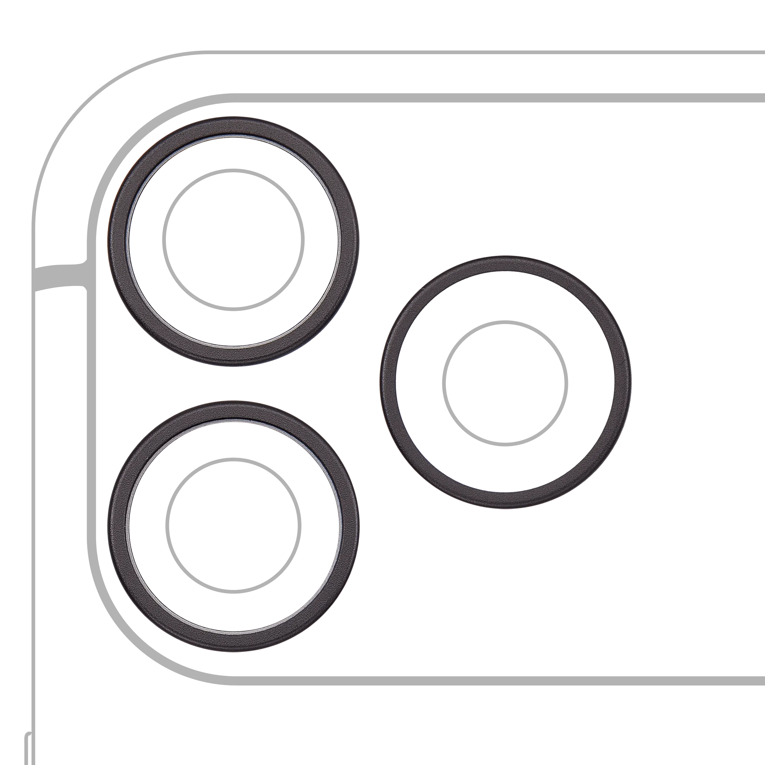 Back Camera Bezel Ring Only For iPhone 18 Pro / 18 Pro Max (Black) (3 Piece Set)