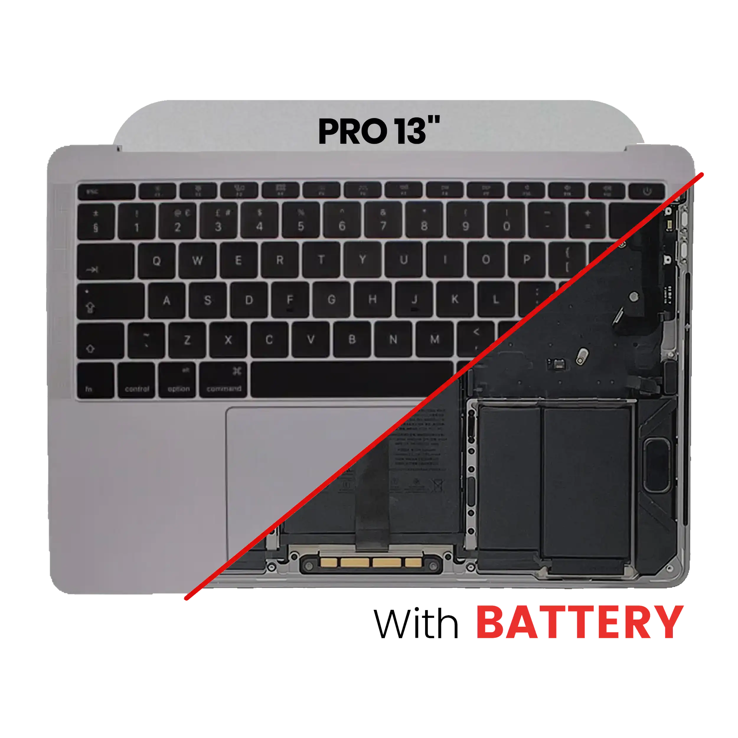 Top Case with Keyboard (ISO UK) and Trackpad For MacBook Pro 13" A1989 (2018-2019) (Used OEM Pull: Grade B/C) (Space Gray)