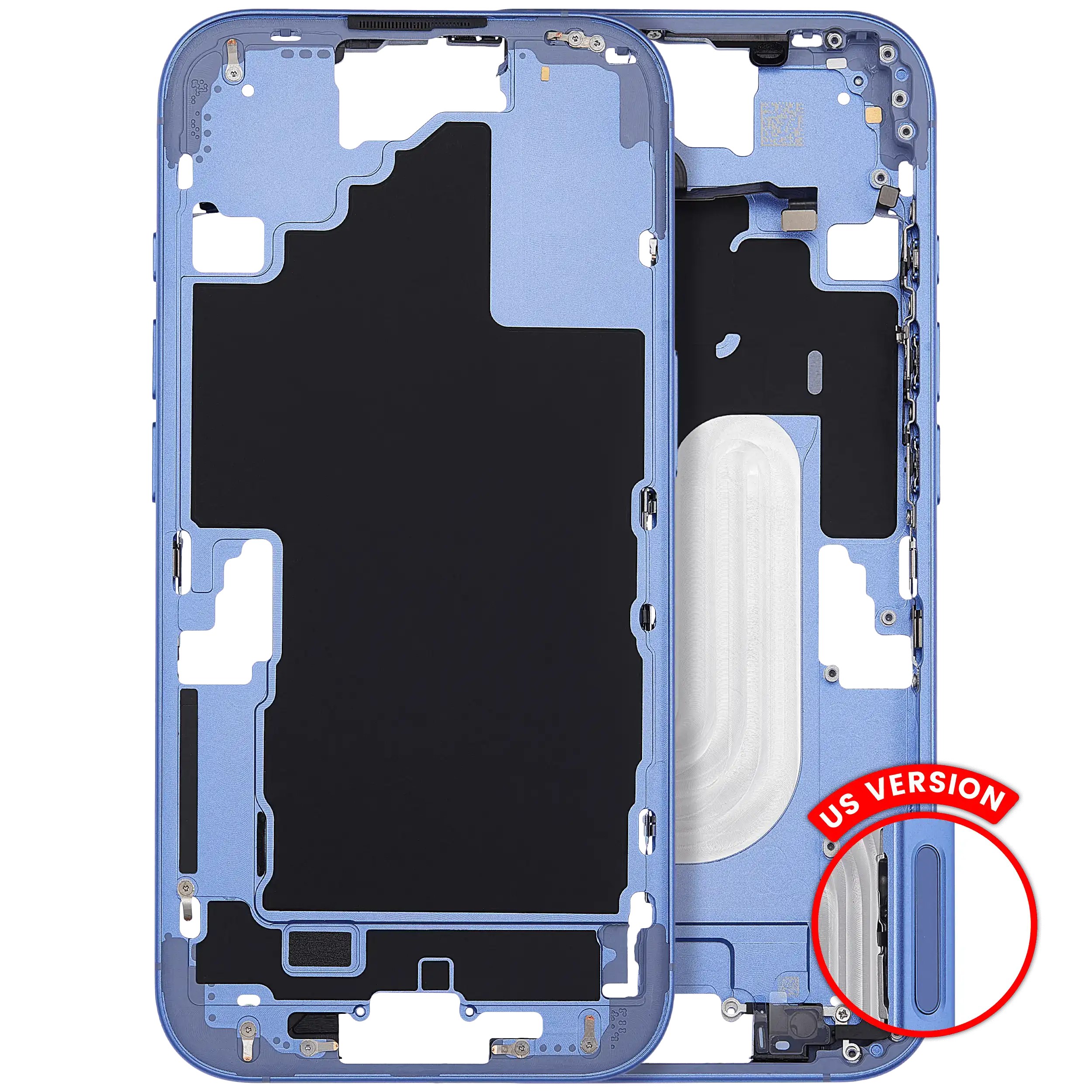 Mid-Frame Housing With Power And Volume Button For iPhone 16 (US Version) (Aftermarket Plus) (Ultramarine)