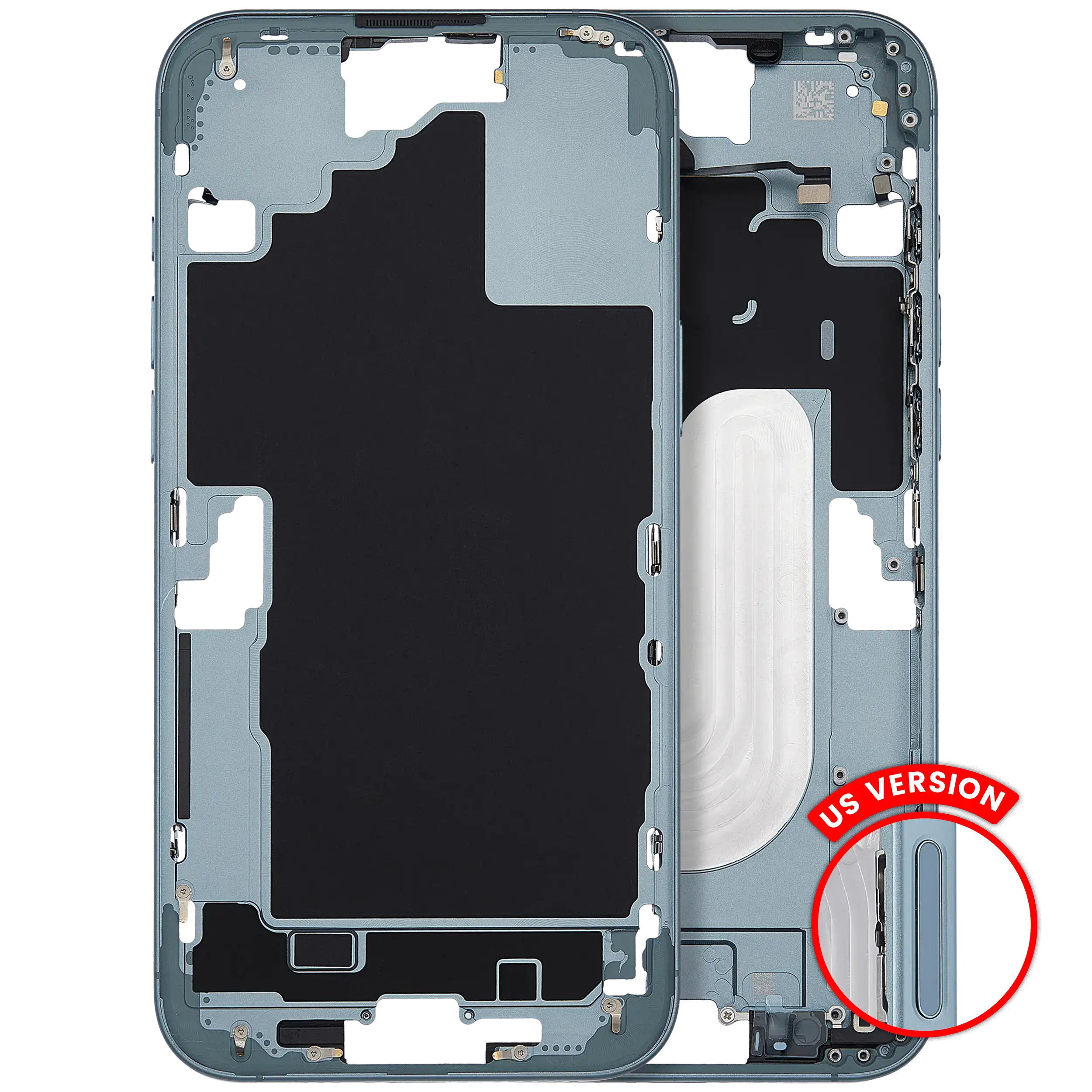 Mid-Frame Housing With Power And Volume Button For iPhone 16 Plus (US Version) (Aftermarket Plus) (Teal)