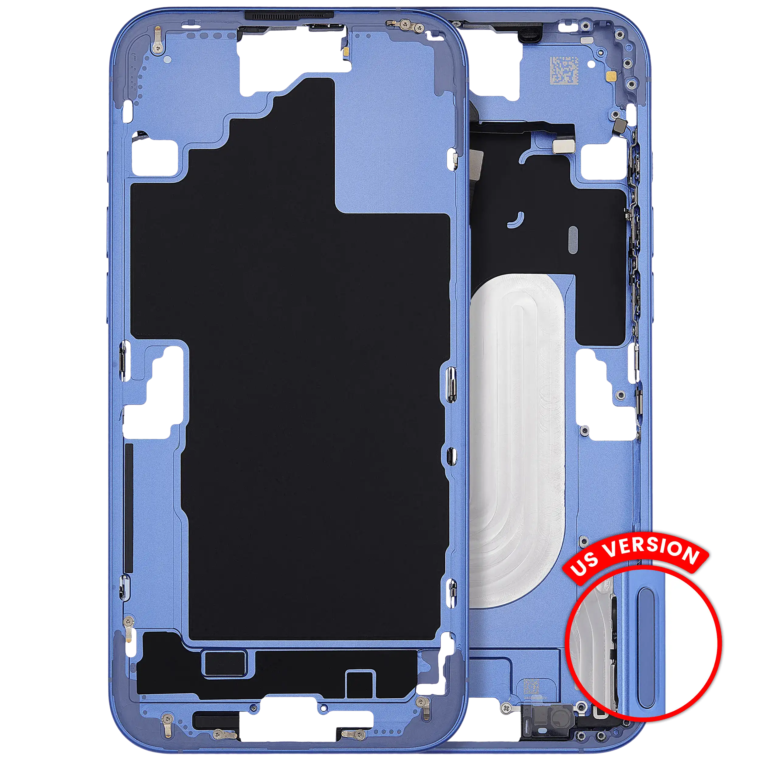 Mid-Frame Housing With Power And Volume Button For iPhone 16 Plus (US Version) (Aftermarket Plus) (Ultramarine)
