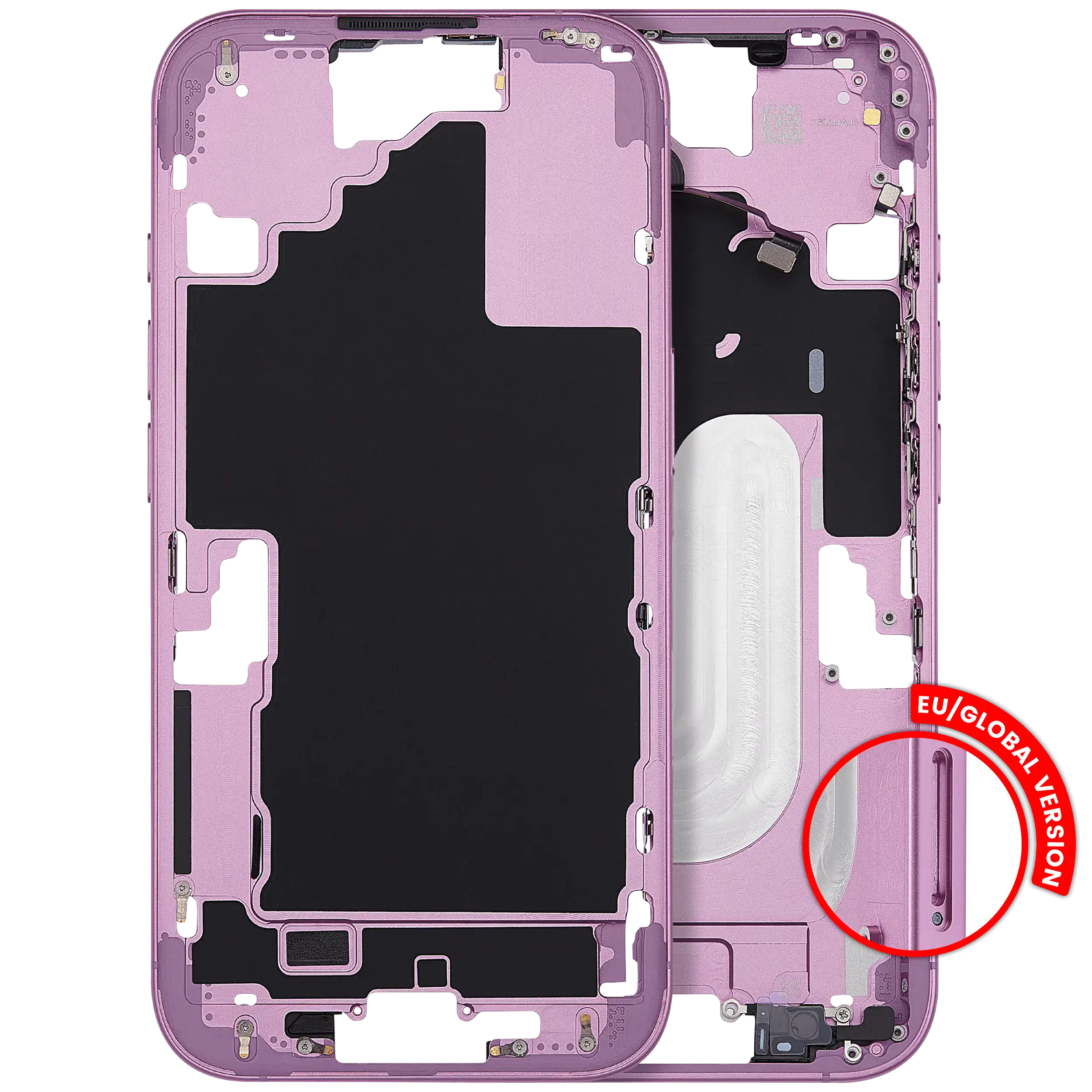 Mid-Frame Housing With Power And Volume Button For iPhone 16 (EU / Global Version) (Aftermarket Plus) (Pink)