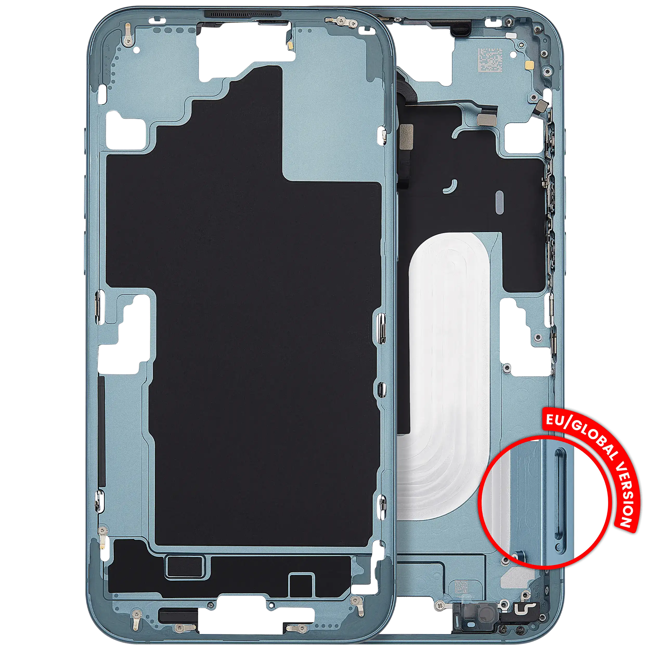 Mid-Frame Housing With Power And Volume Button For iPhone 16 Plus (EU / Global Version) (Aftermarket Plus) (Teal)