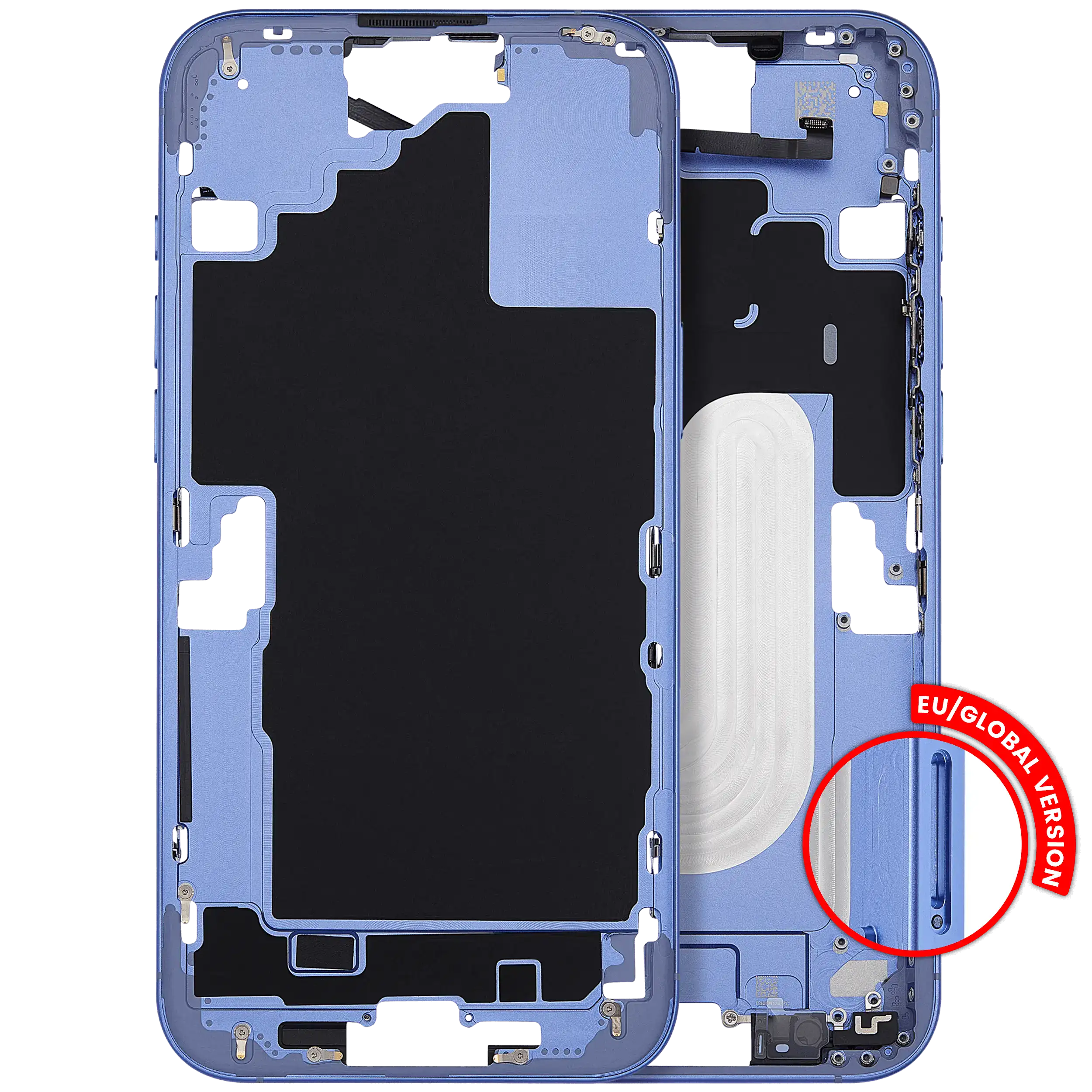 Mid-Frame Housing With Power And Volume Button For iPhone 16 Plus (EU / Global Version) (Aftermarket Plus) (Ultramarine)