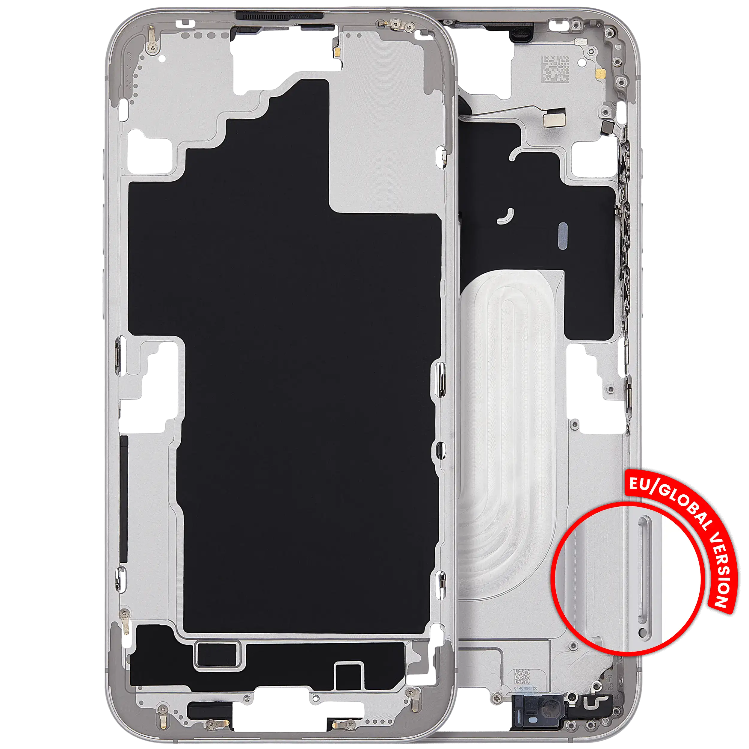 Mid-Frame Housing With Power And Volume Button For iPhone 16 Plus (EU / Global Version) (Aftermarket Plus) (White)