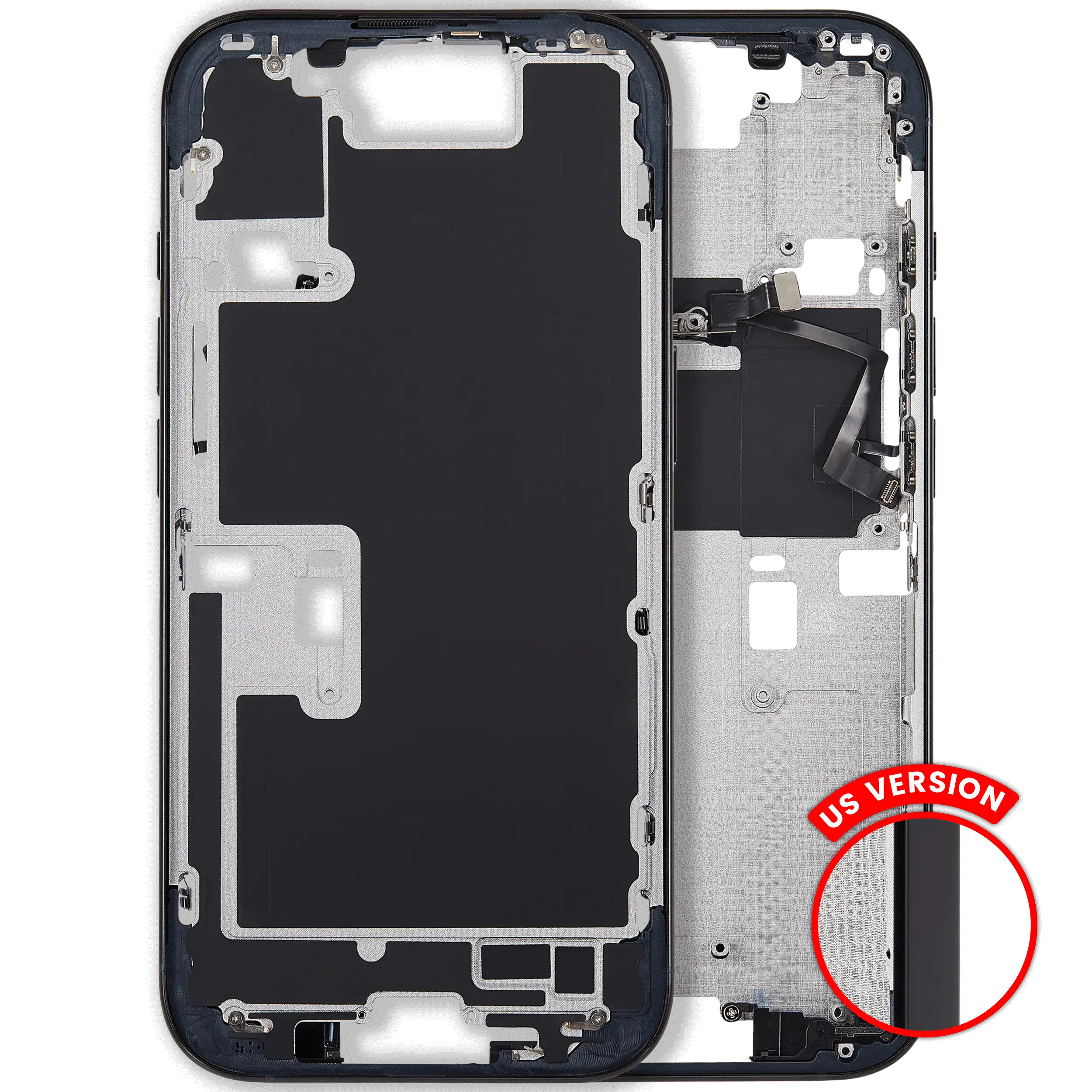 Mid-Frame Housing With Power And Volume Button For iPhone 16 Pro (US Version) (Aftermarket Plus) (Black Titanium)