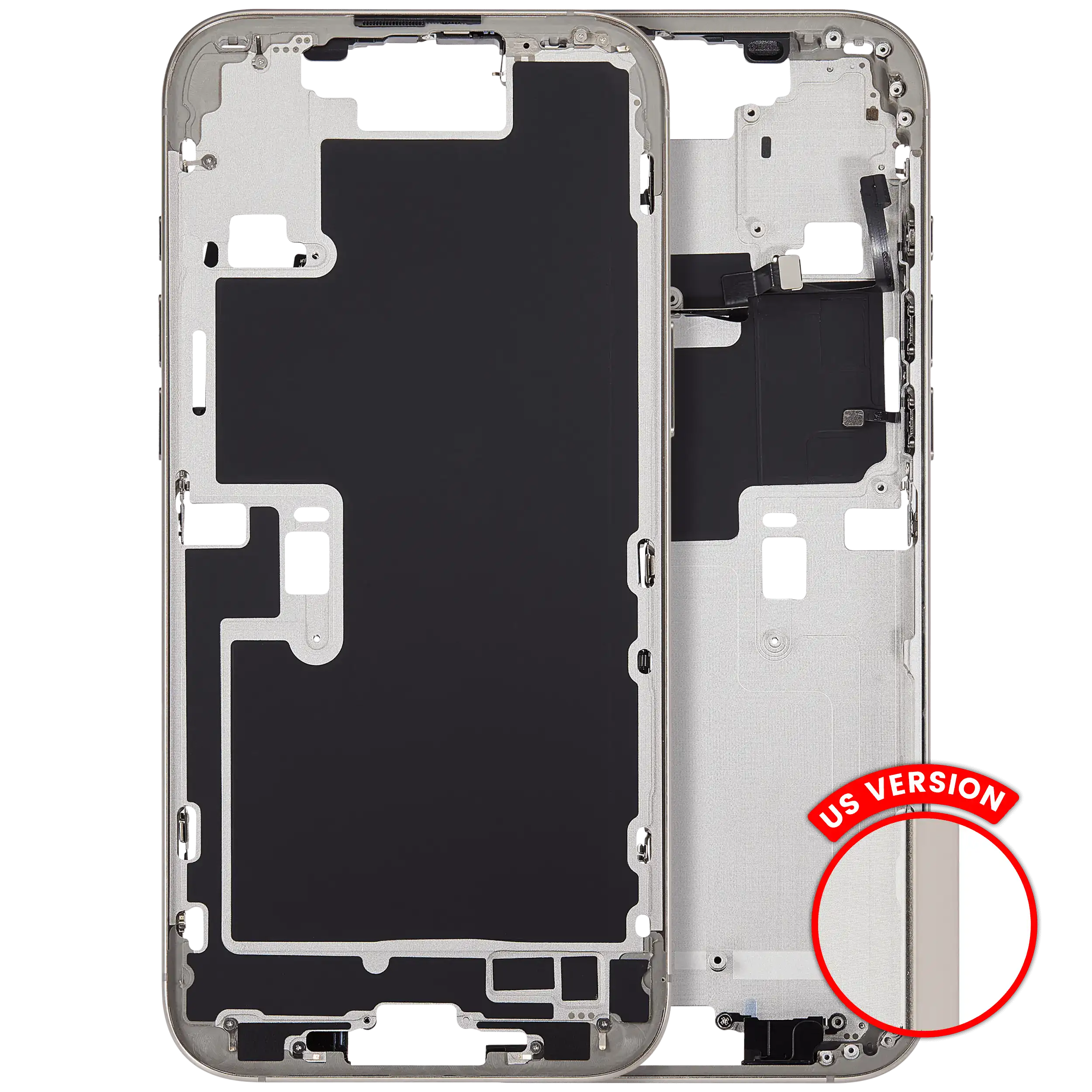 Mid-Frame Housing With Power And Volume Button For iPhone 16 Pro Max (US Version) (Aftermarket Plus) (Natural Titanium)