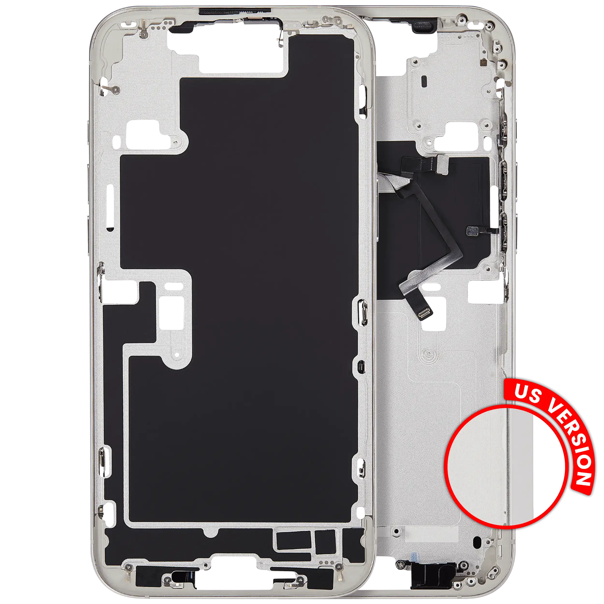 Mid-Frame Housing With Power And Volume Button For iPhone 16 Pro Max (US Version) (Aftermarket Plus) (White Titanium)