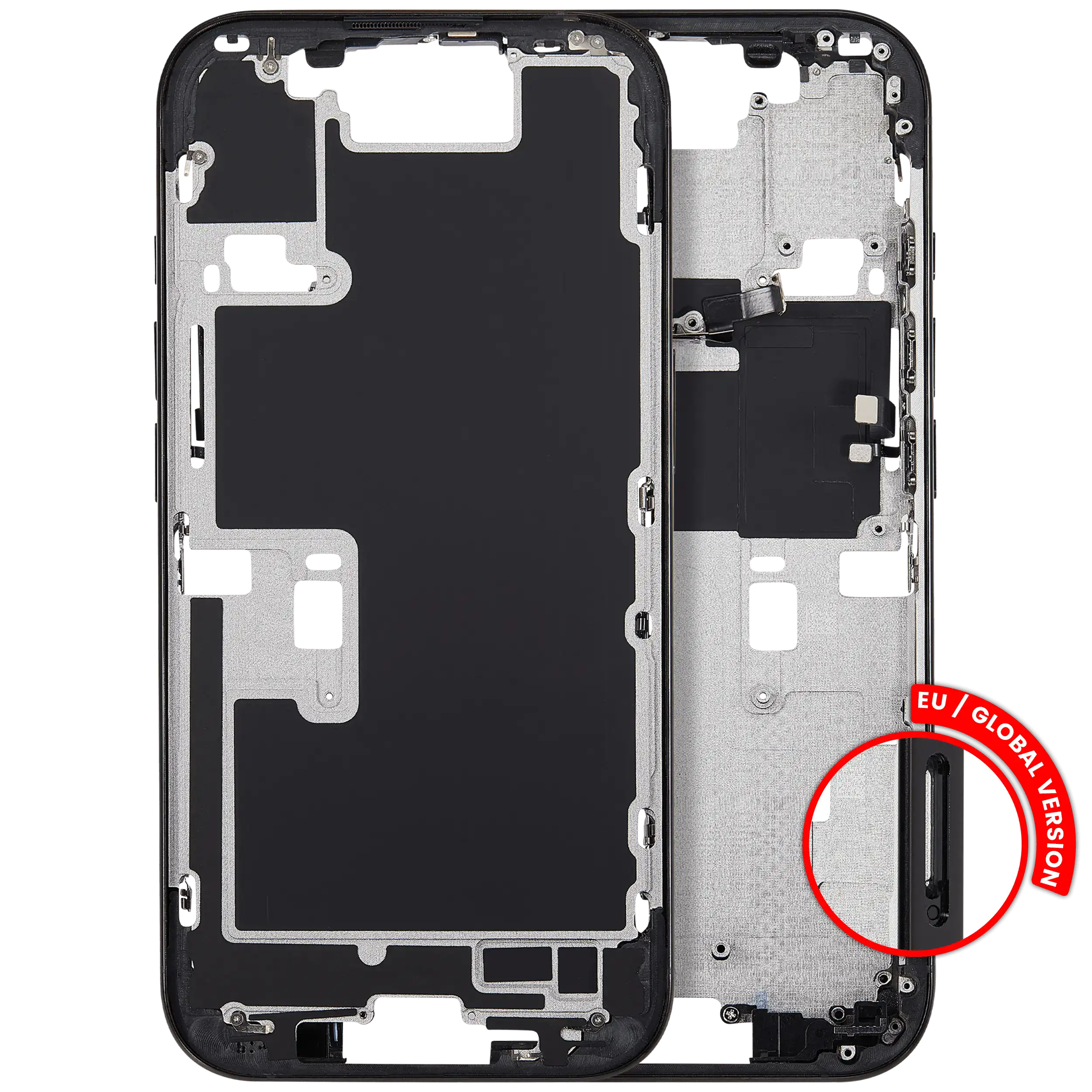 Mid-Frame Housing With Power And Volume Button For iPhone 16 Pro (EU / Global Version) (Aftermarket Plus) (Black Titanium)
