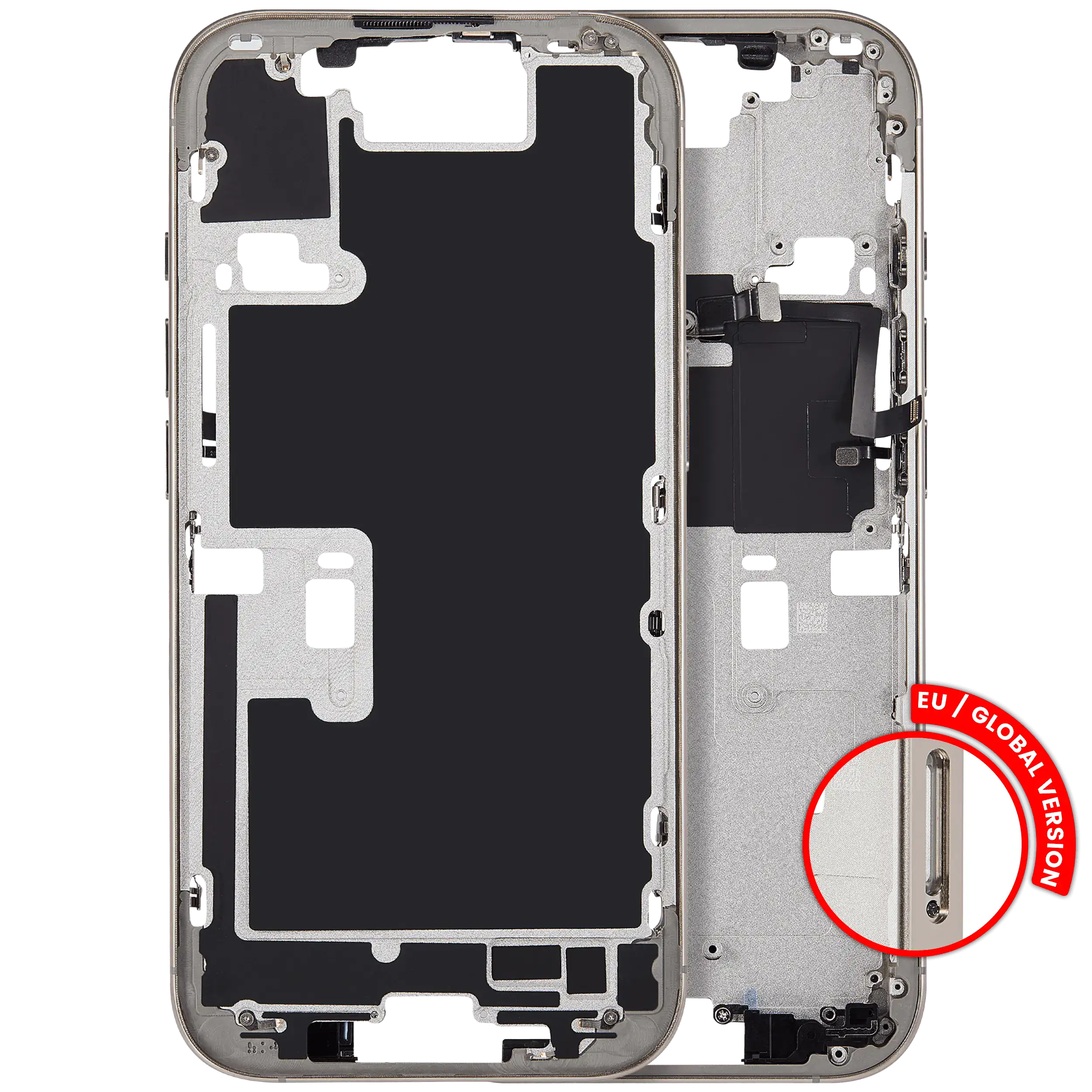 Mid-Frame Housing With Power And Volume Button For iPhone 16 Pro (EU / Global Version) (Aftermarket Plus) (Natural Titanium)