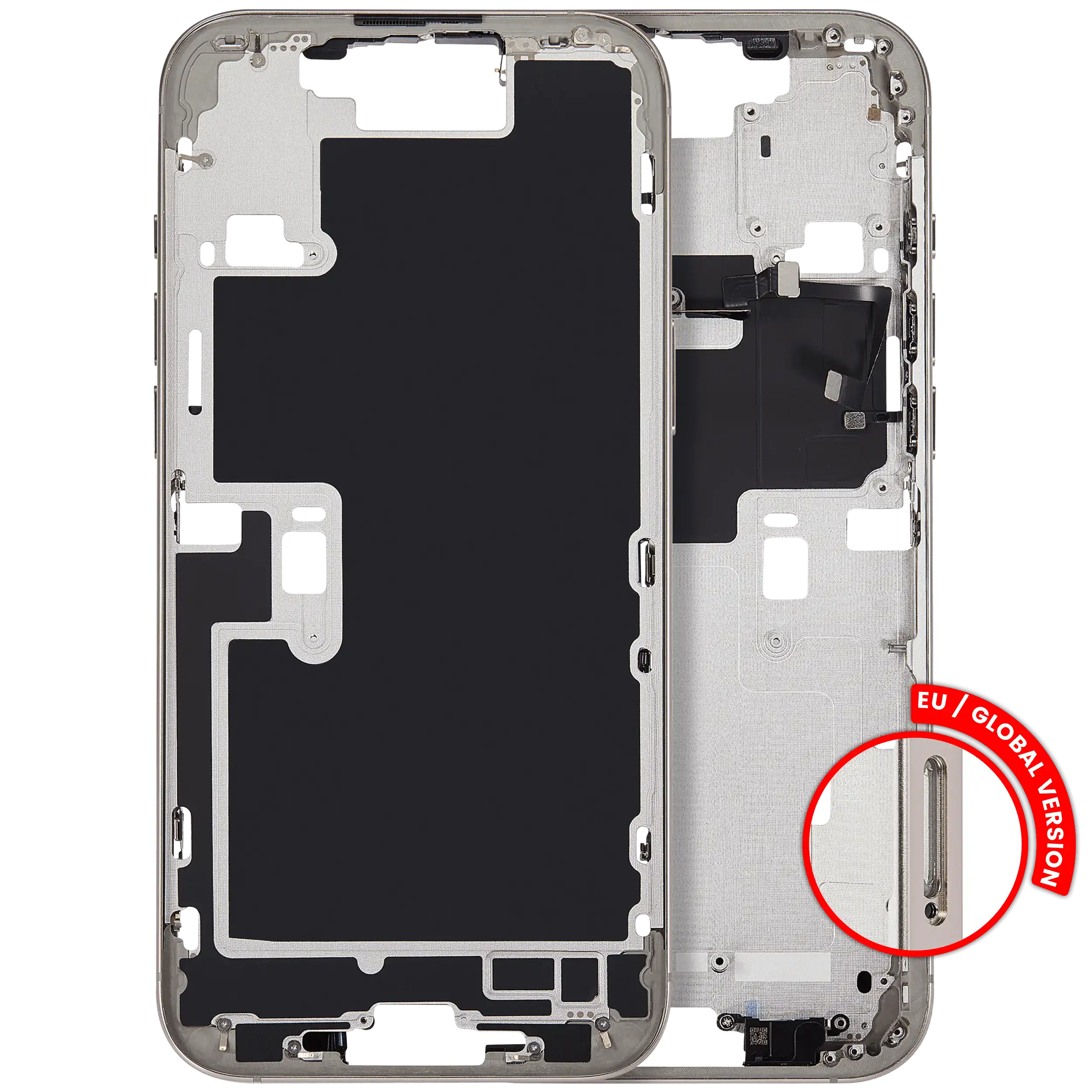 Mid-Frame Housing With Power And Volume Button For iPhone 16 Pro Max (EU / Global Version) (Aftermarket Plus) (Natural Titanium)