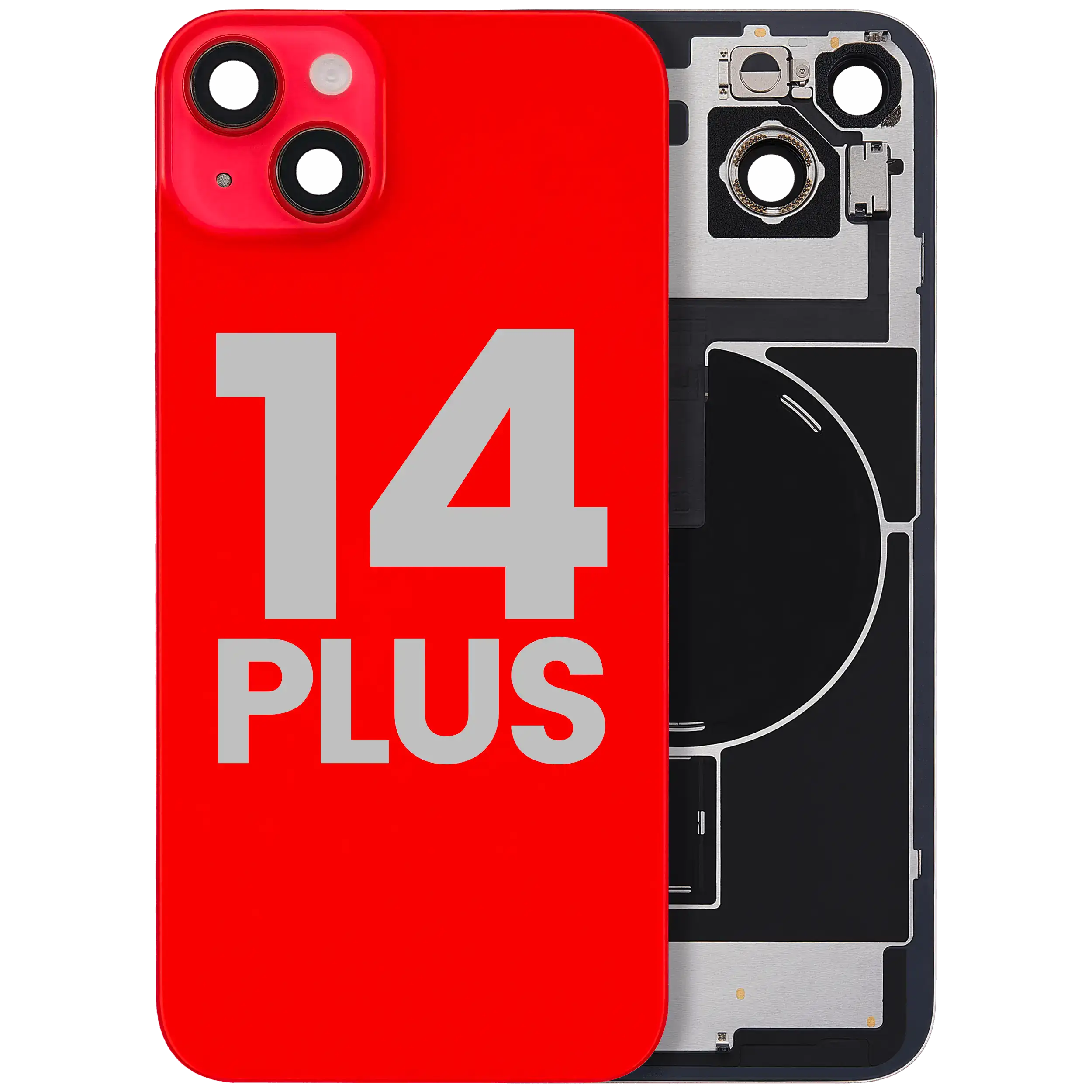 Back Glass w/ MagSafe Magnet & NFC & Flashlight Flex For iPhone 14 Plus (Used OEM Pull: Grade A) (Red)