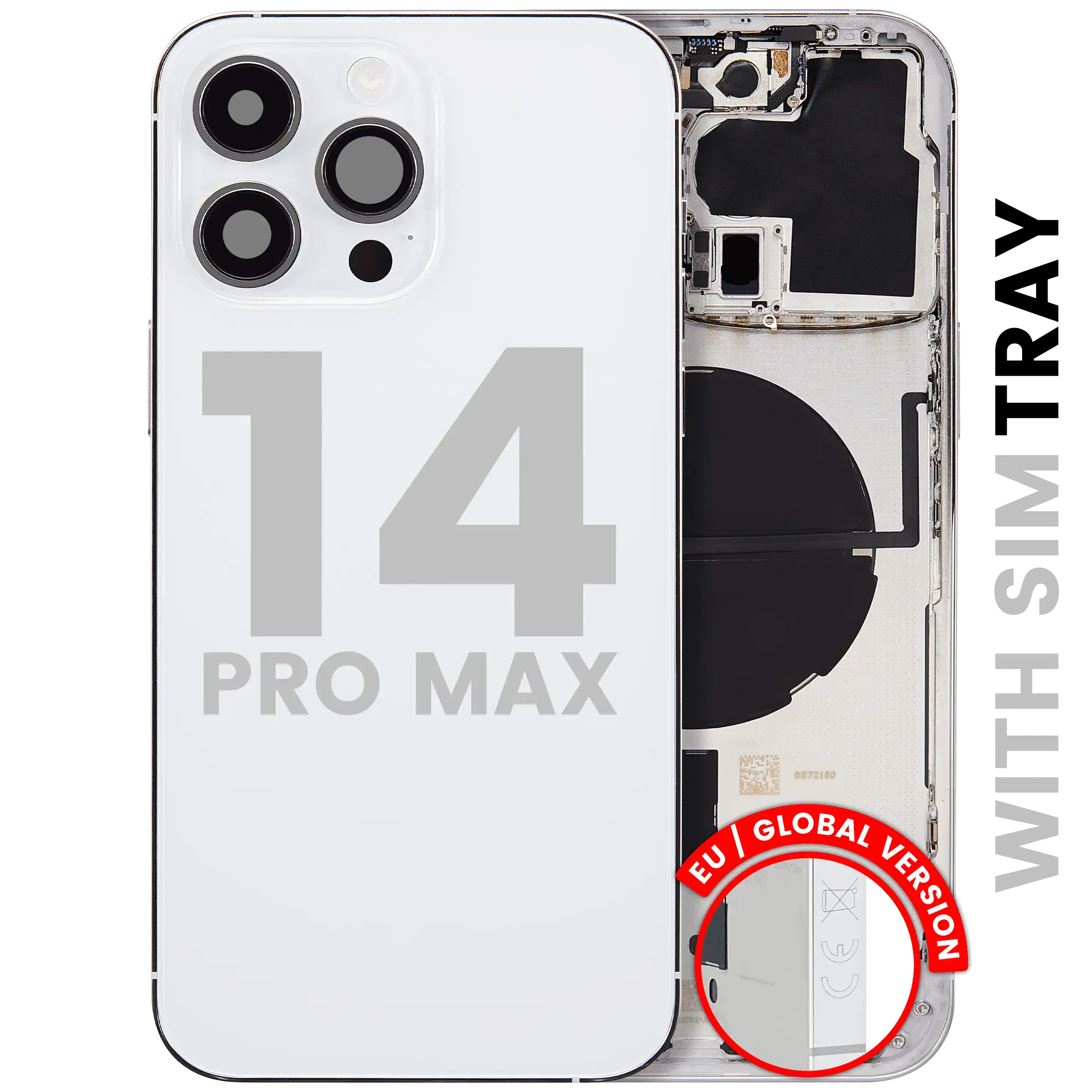Back Housing W/ Small Parts For iPhone 14 Pro Max (EU / Global Version) (Used OEM Pull: Grade C) (Silver)