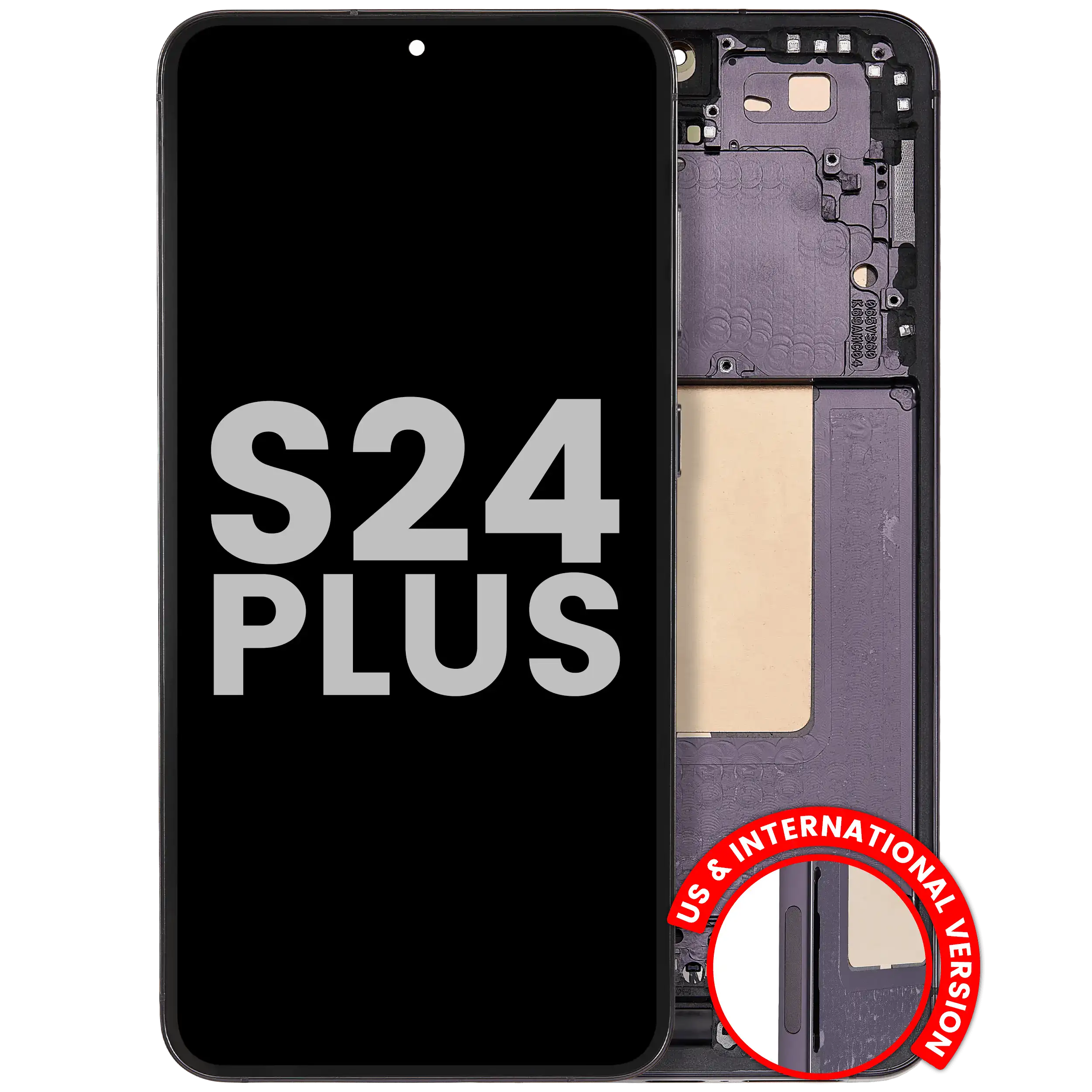 OLED Assembly With Frame For Samsung Galaxy S24 Plus 5G (US & International Version) (Used OEM Pull: Grade A) (Onyx Black)