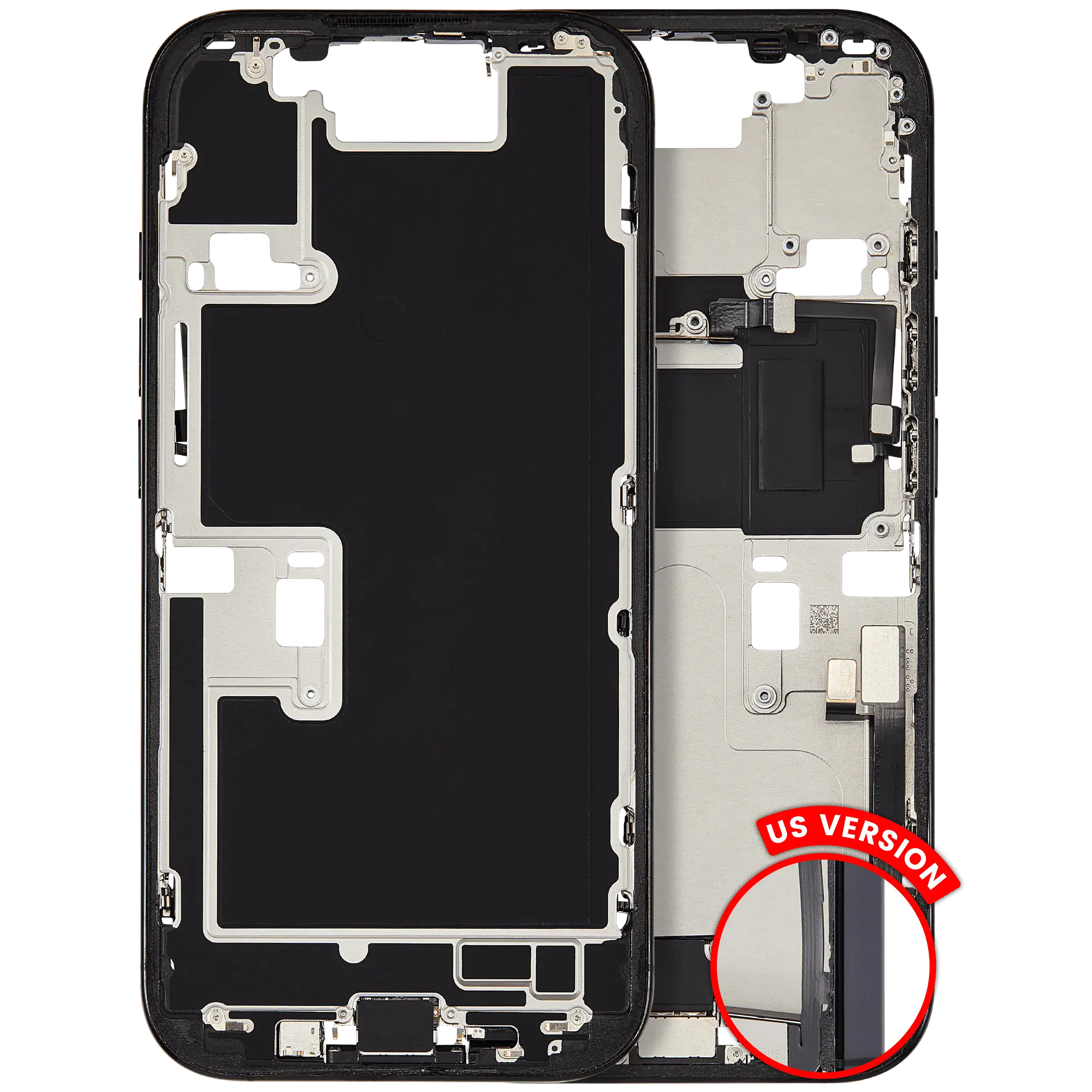 Mid-Frame Housing W/ Charging Port Flex & Small Parts For iPhone 16 Pro (US Version) (Used OEM Pull: Grade B) (Black Titanium)