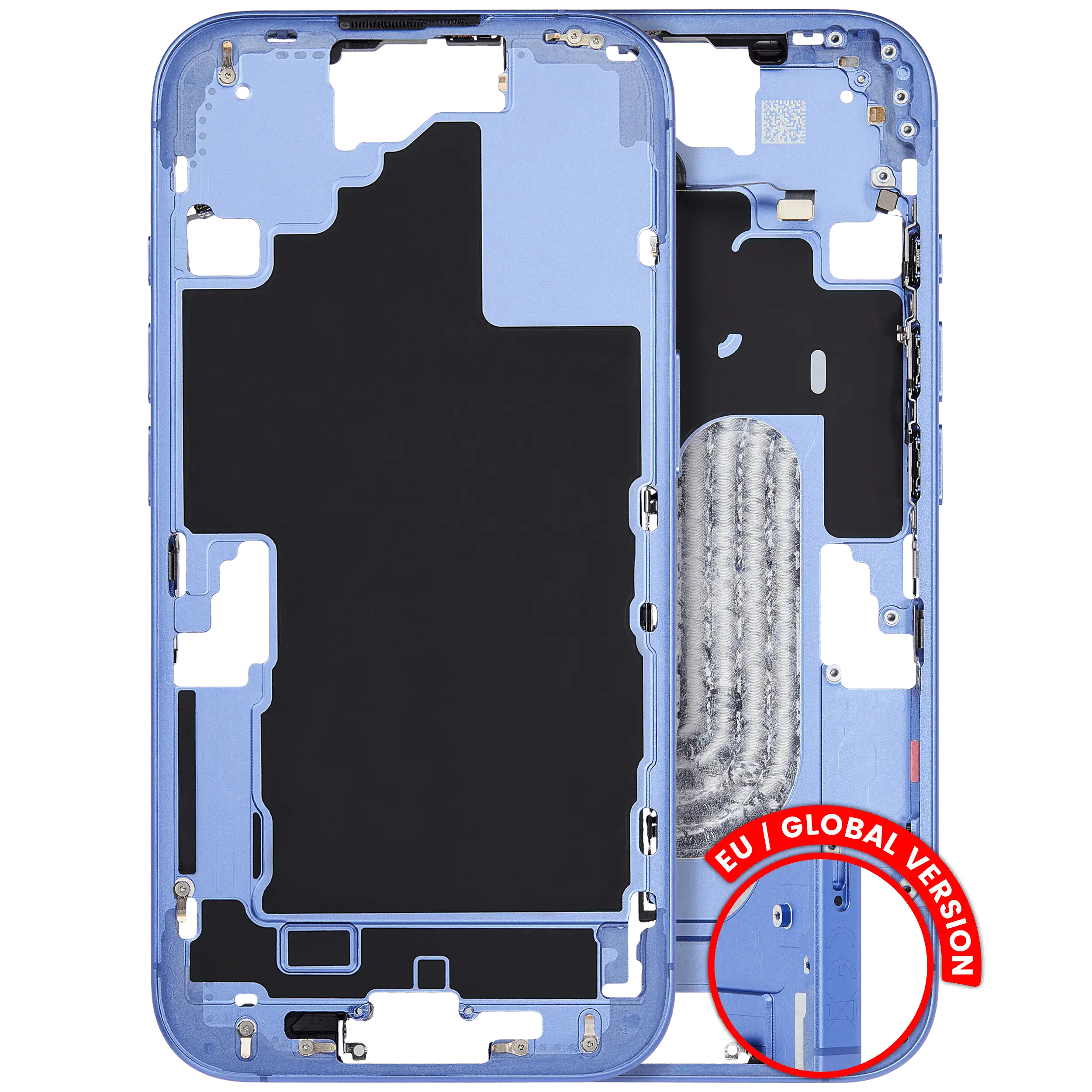 Mid-Frame Housing W/ Small Parts For iPhone 16 (EU / Global Version) (Used OEM Pull: Grade B) (Ultramarine)