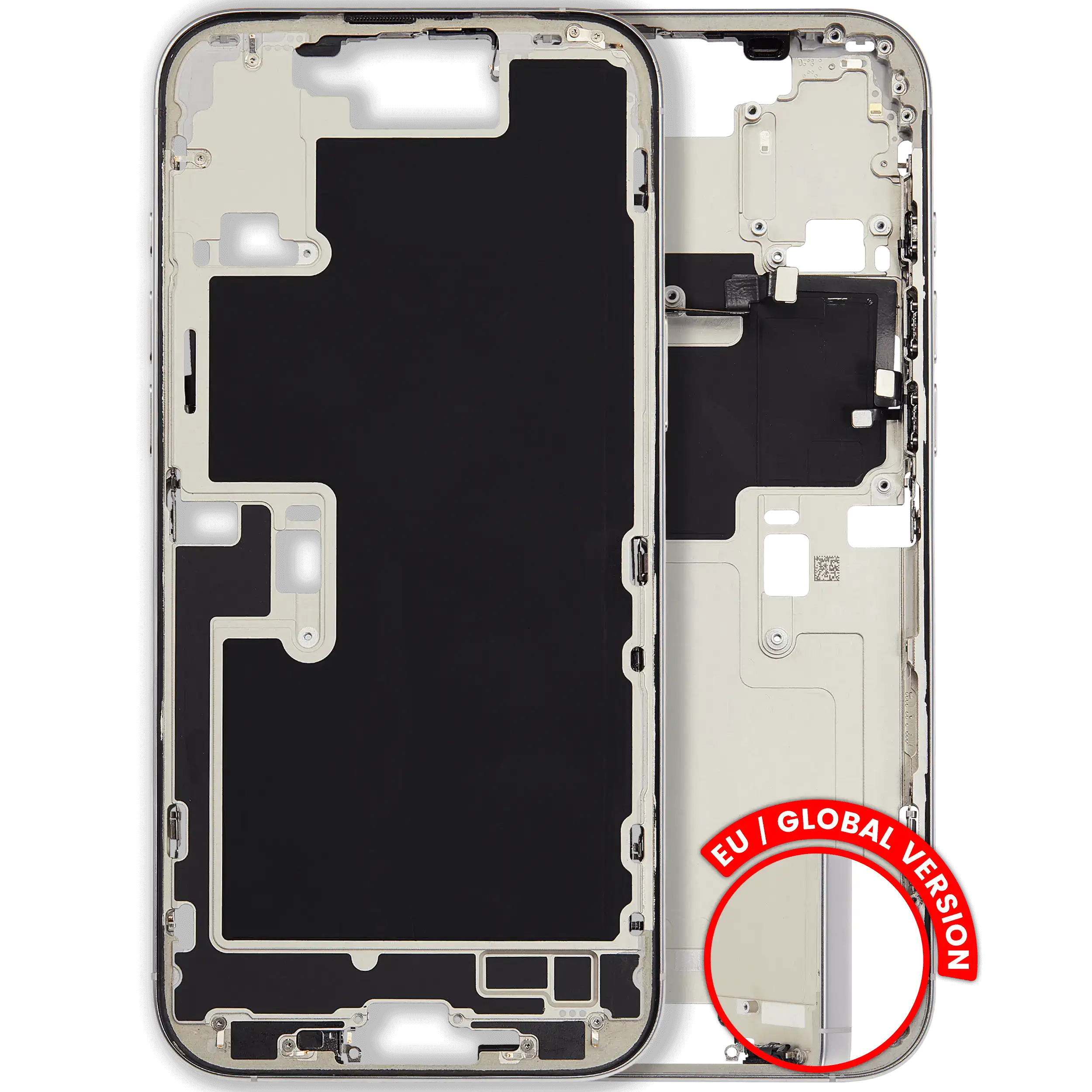 Mid-Frame Housing W/ Small Parts For iPhone 16 Pro Max (EU / Global Version) (Used OEM Pull: Grade C) (White Titanium)
