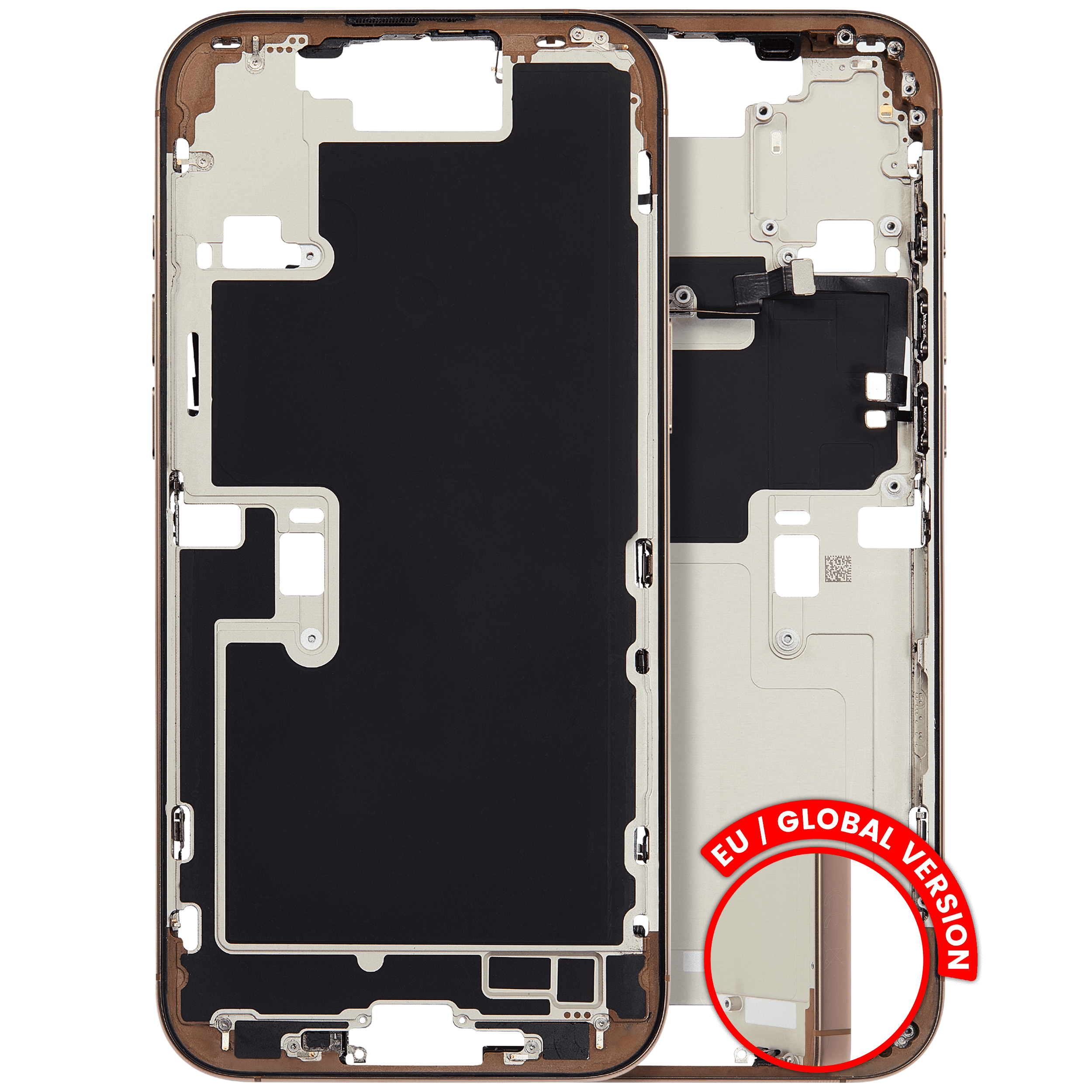 Mid-Frame Housing W/ Small Parts For iPhone 16 Pro Max (EU / Global Version) (Used OEM Pull: Grade C) (Desert Titanium)