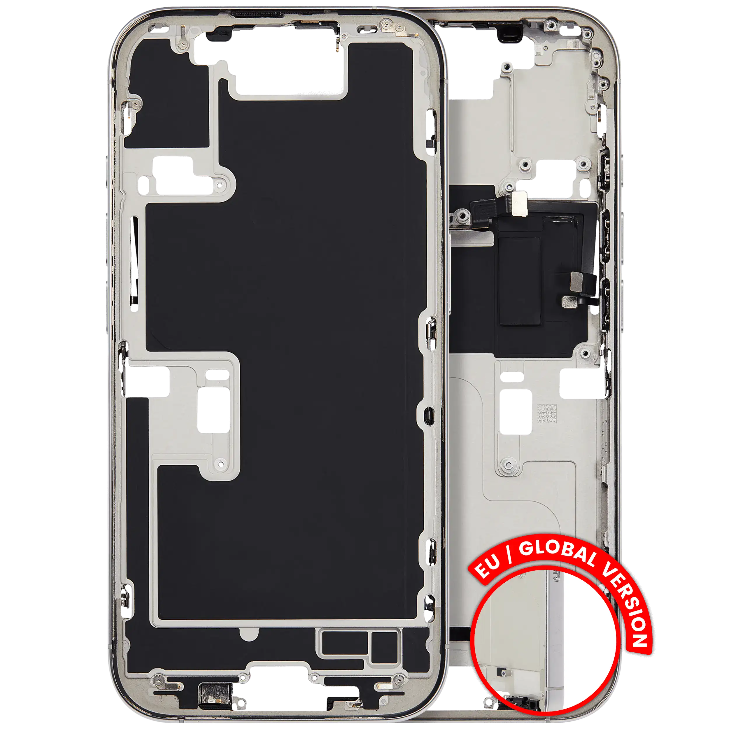 Mid-Frame Housing W/ Small Parts For iPhone 16 Pro (EU / Global Version) (Used OEM Pull: Grade C) (White Titanium)