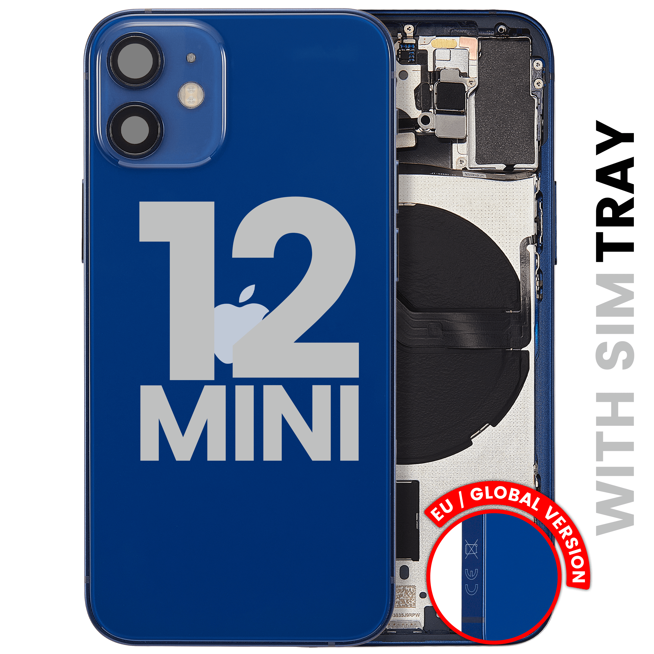 Back Housing W/ Small Parts For iPhone 12 Mini (EU / Global Version) (Used OEM Pull: Grade C) (Blue)