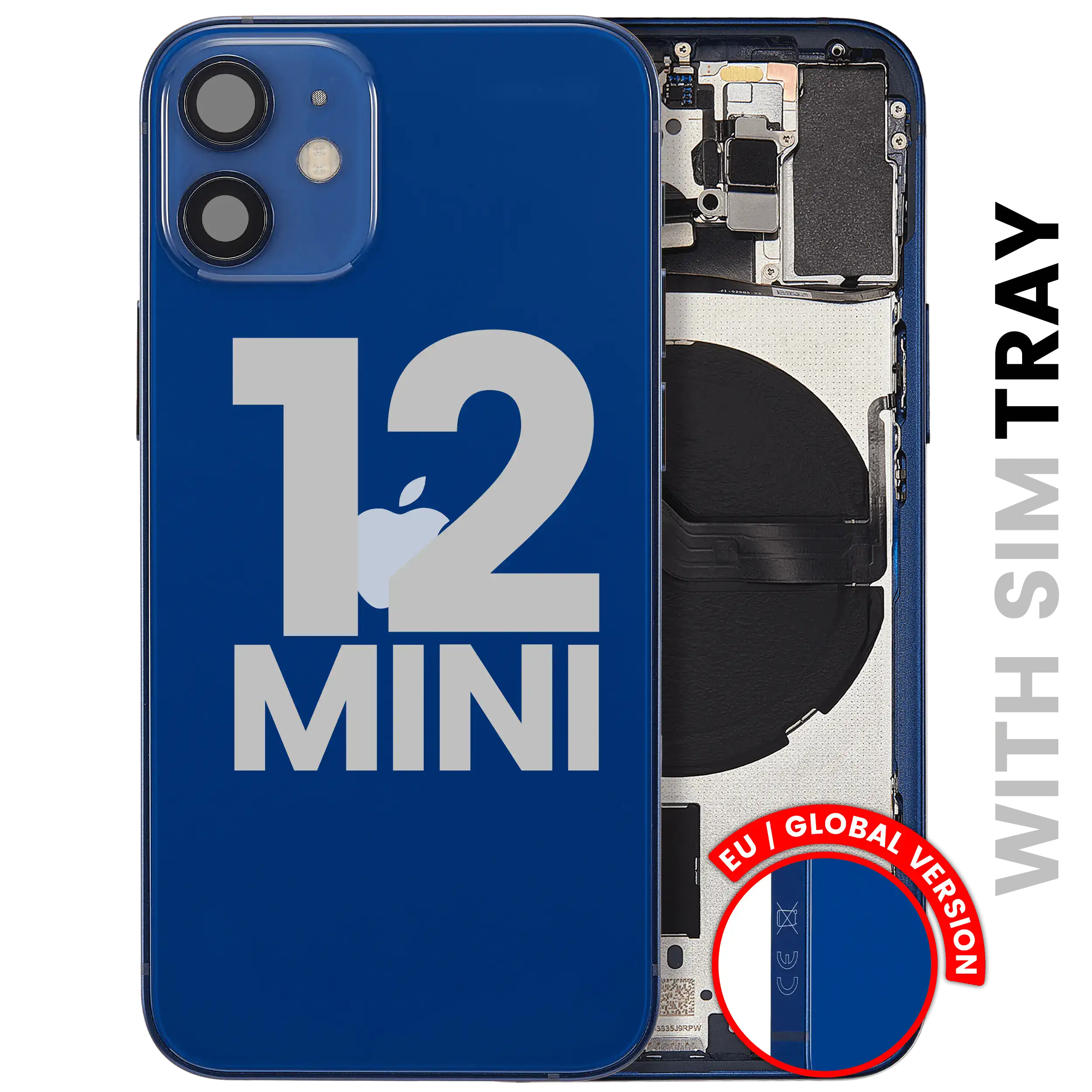 Back Housing W/ Small Parts For iPhone 12 Mini (EU / Global Version) (Used OEM Pull: Grade B) (Blue)