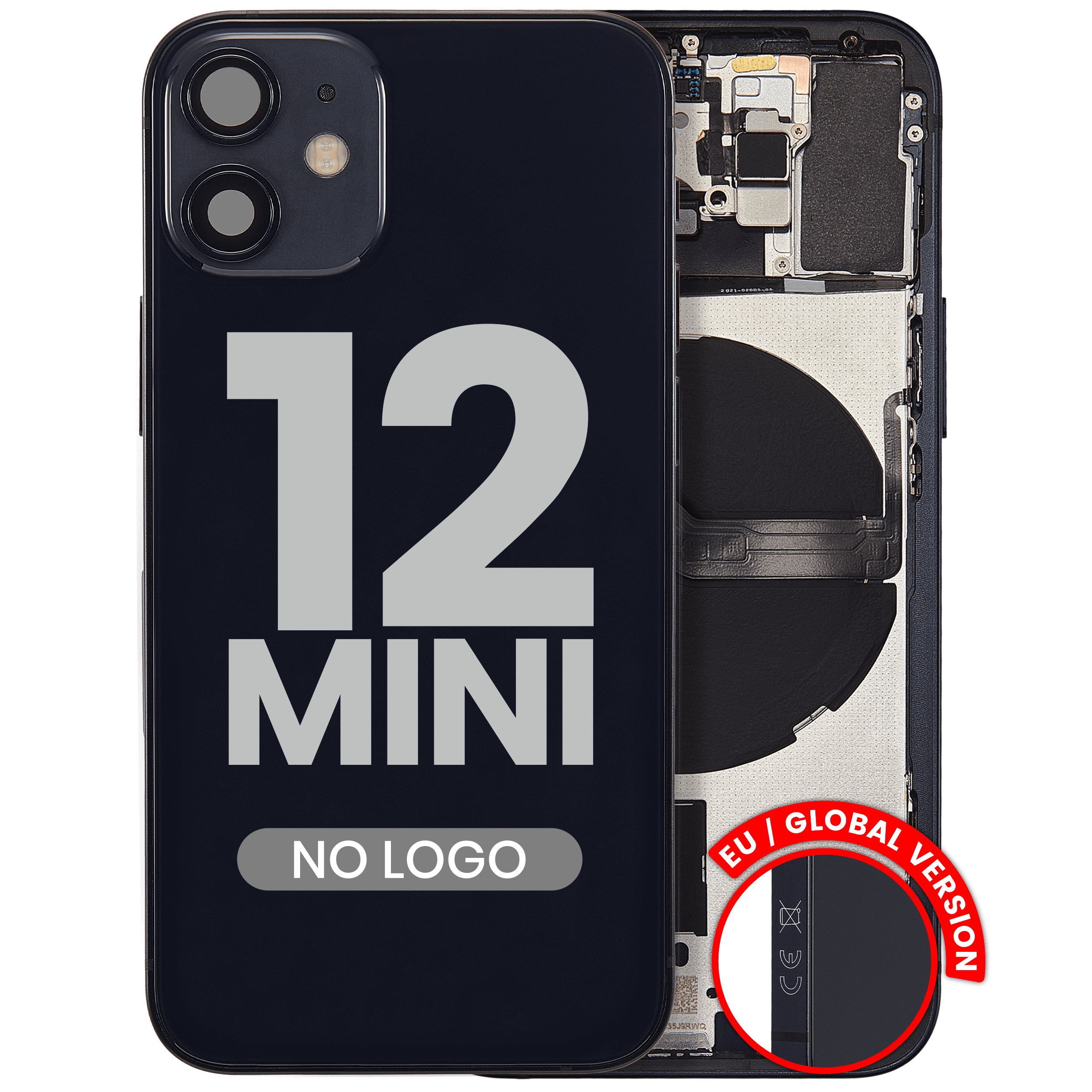 Back Housing W/ Small Parts For iPhone 12 Mini (EU / Global Version) (Aftermarket Plus) (Black)
