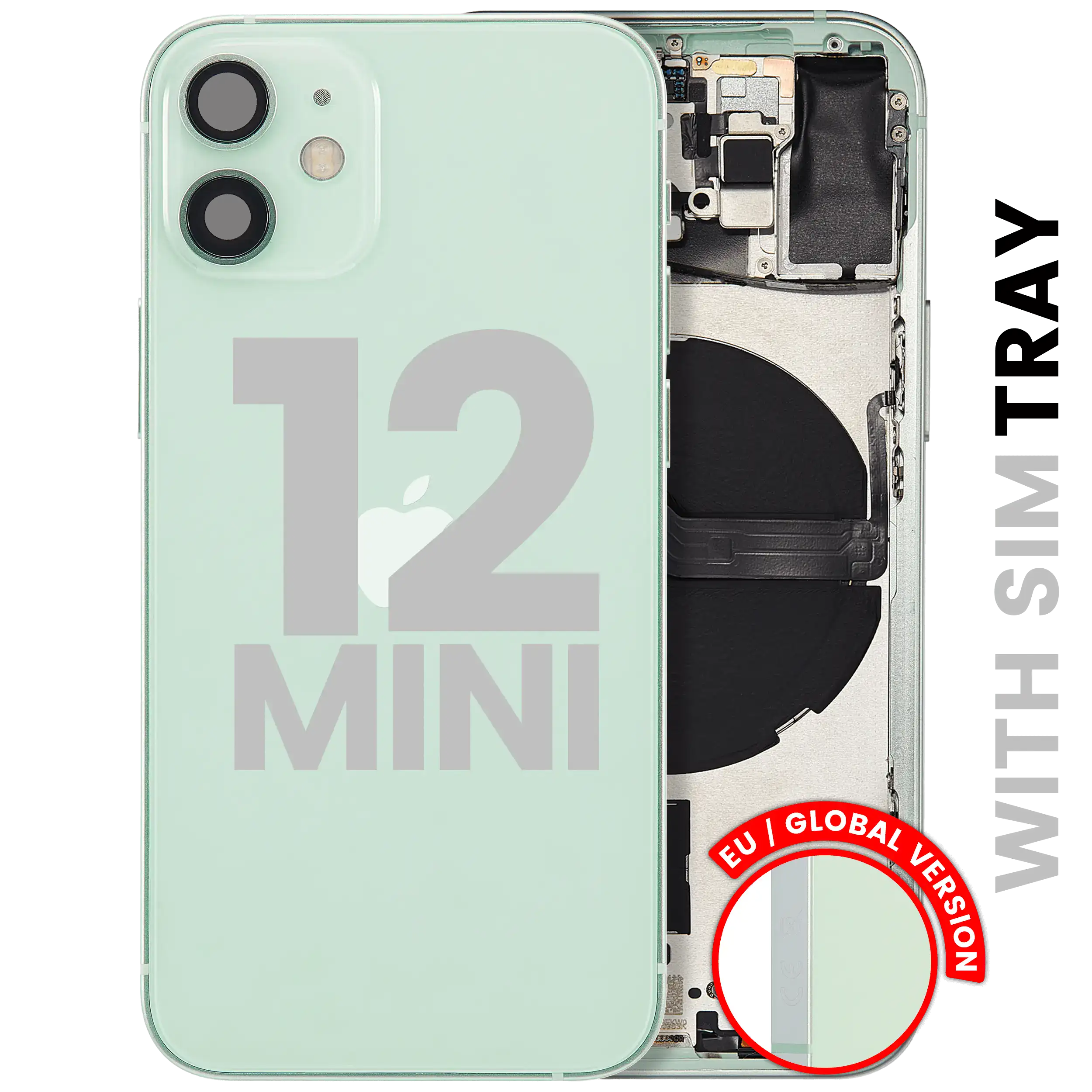 Back Housing W/ Small Parts For iPhone 12 Mini (EU / Global Version) (Used OEM Pull: Grade A) (Green)