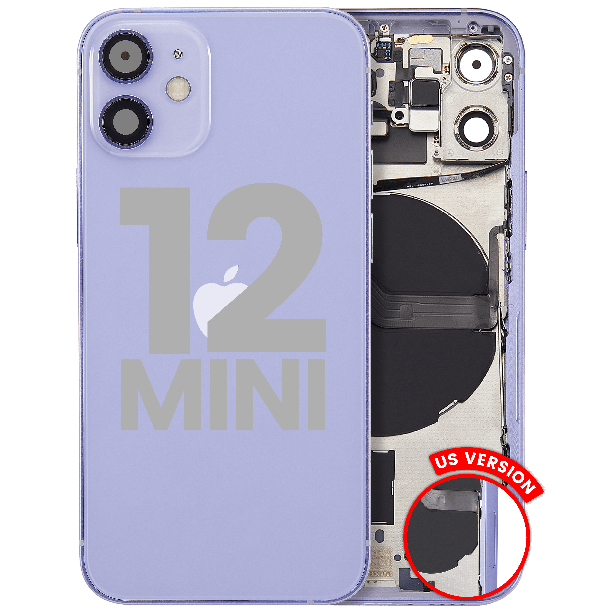 Back Housing W/ Small Parts For iPhone 12 Mini (US Version) (Used OEM Pull: Grade A) (Purple)