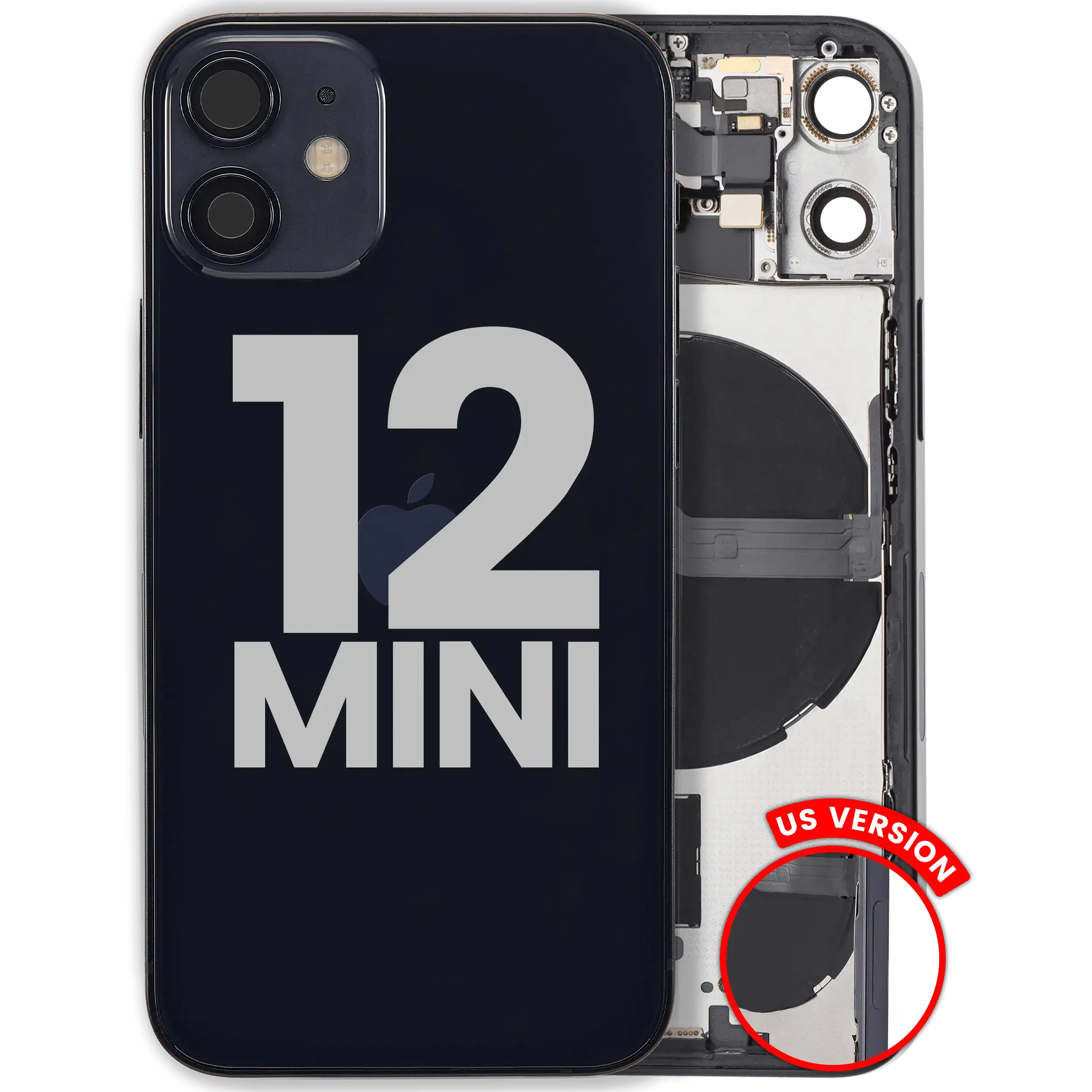 Back Housing W/ Small Parts For iPhone 12 Mini (US Version) (Used OEM Pull: Grade A) (Black)