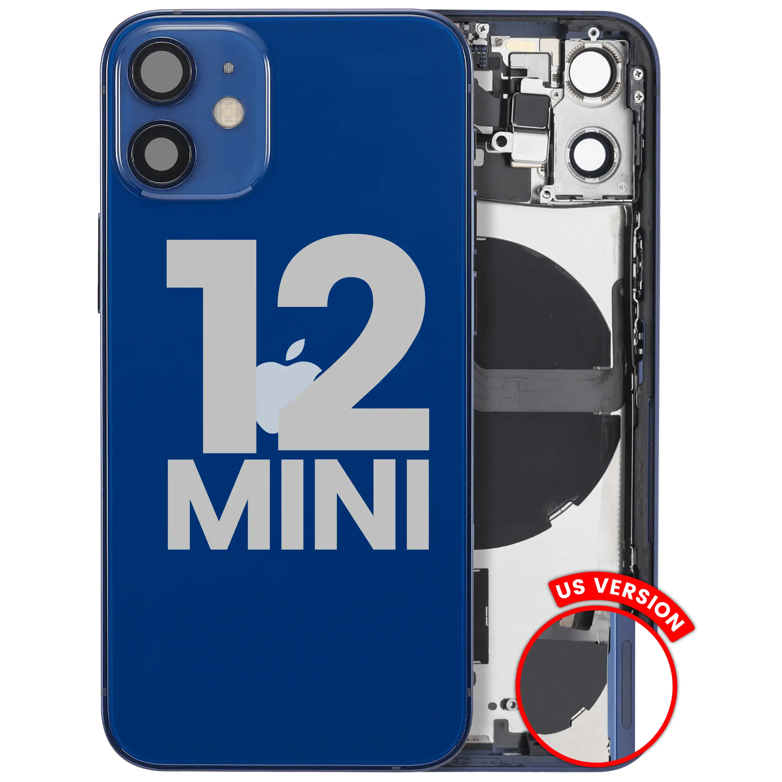 Back Housing W/ Small Parts For iPhone 12 Mini (US Version) (Used OEM Pull: Grade A) (Blue)