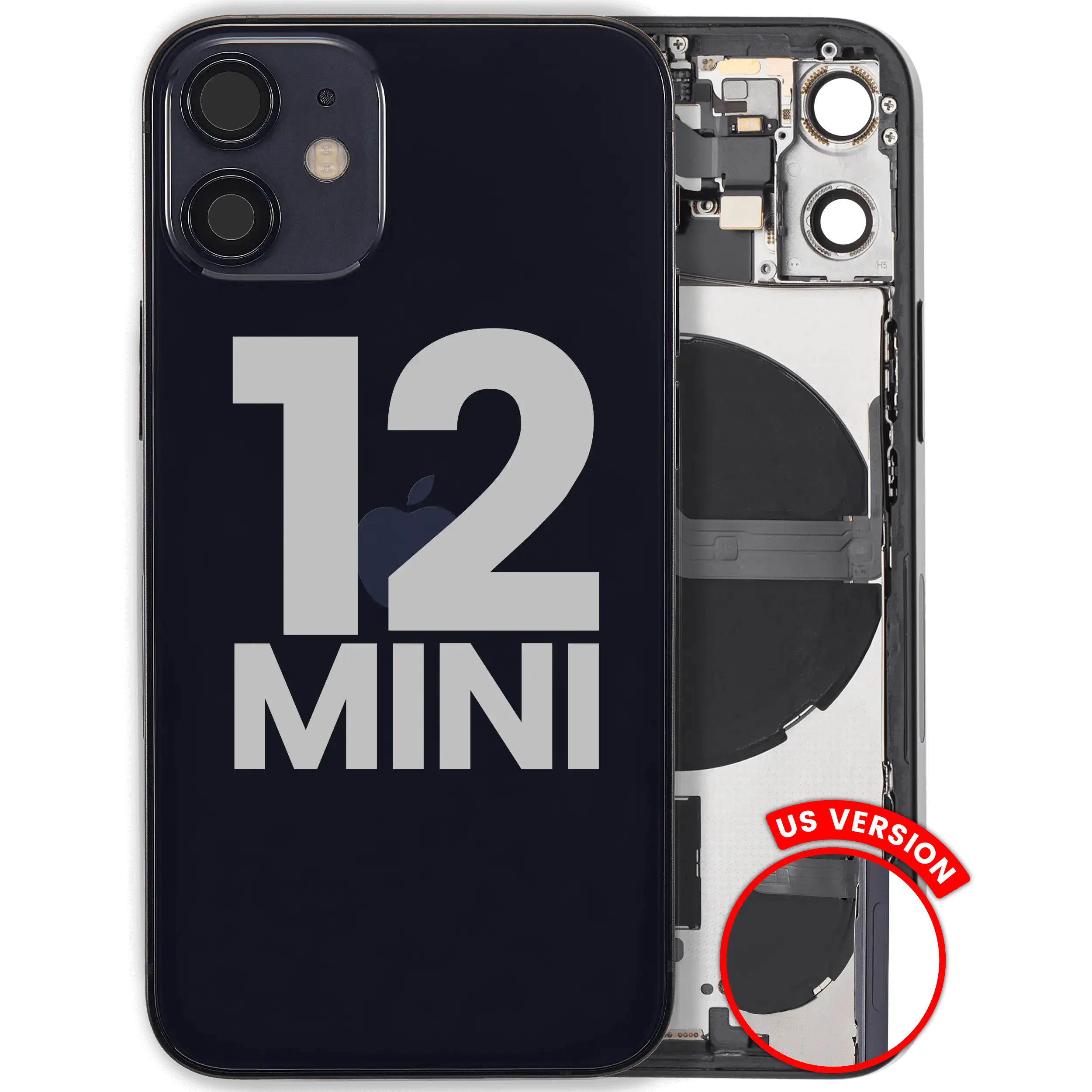 Back Housing W/ Small Parts For iPhone 12 Mini (US Version) (Used OEM Pull: Grade B) (Black)