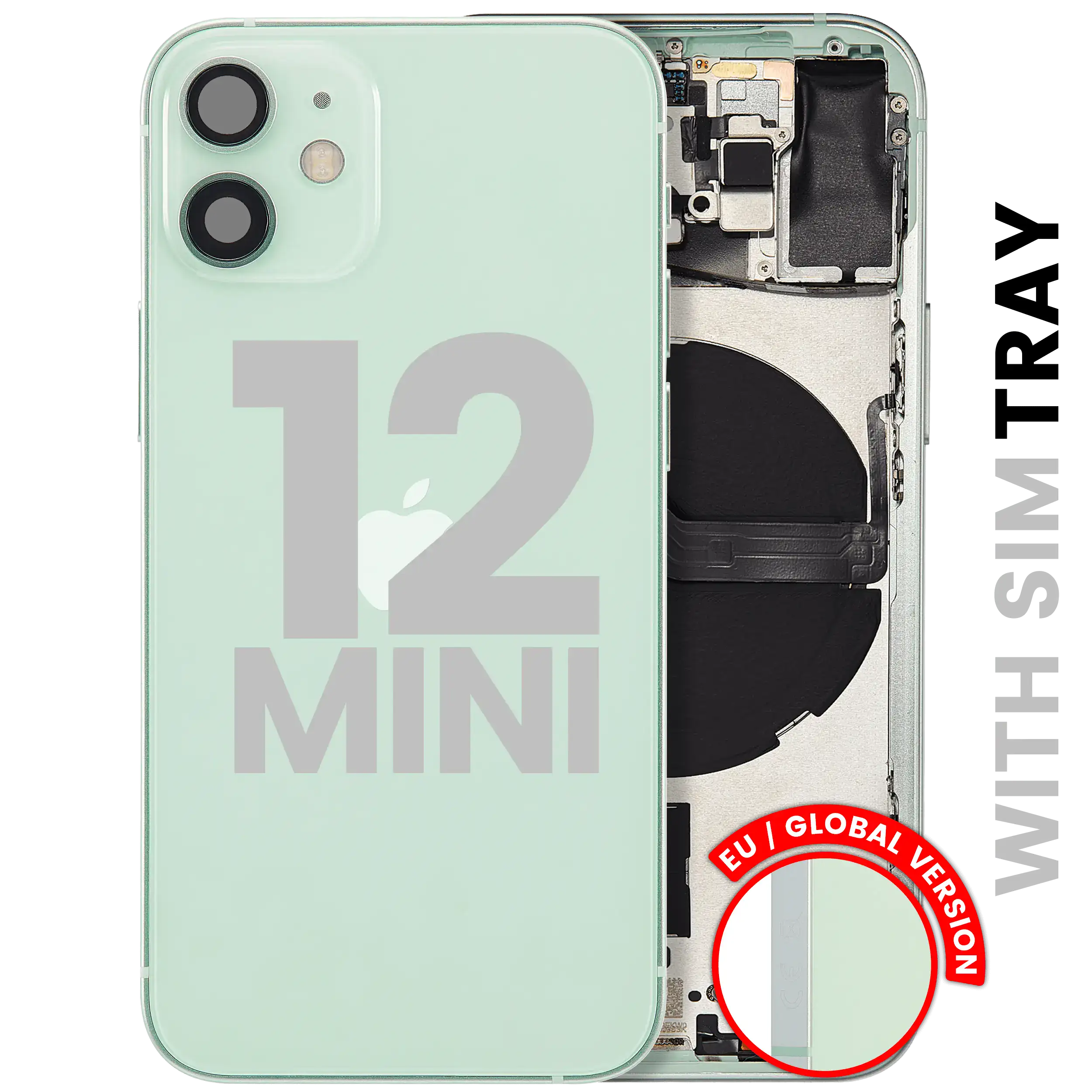 Back Housing W/ Small Parts For iPhone 12 Mini (EU / Global Version) (Used OEM Pull: Grade B) (Green)