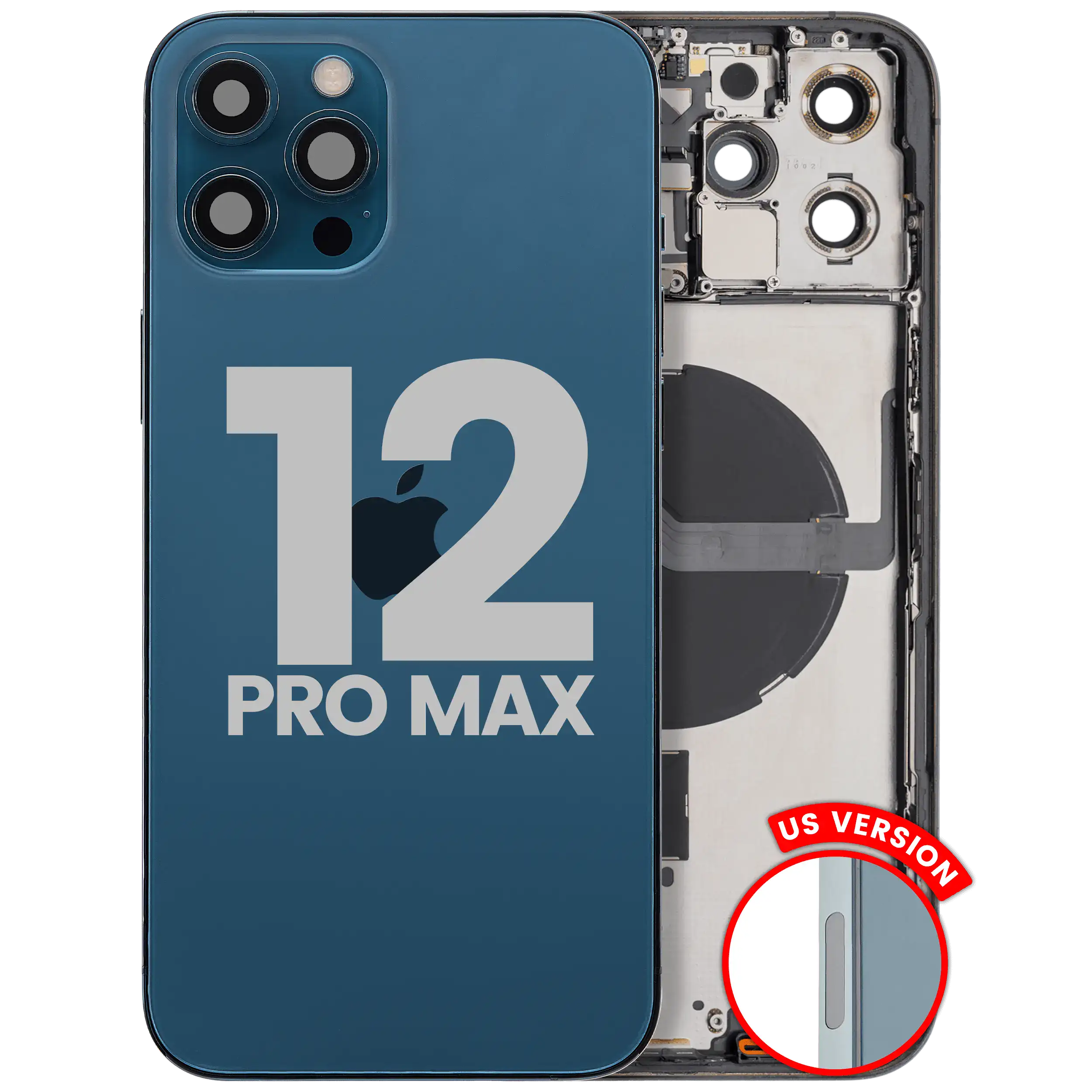 Back Housing W/ Small Parts For iPhone 12 Pro Max (US Version) (Used OEM Pull: Grade A) (Pacific Blue)