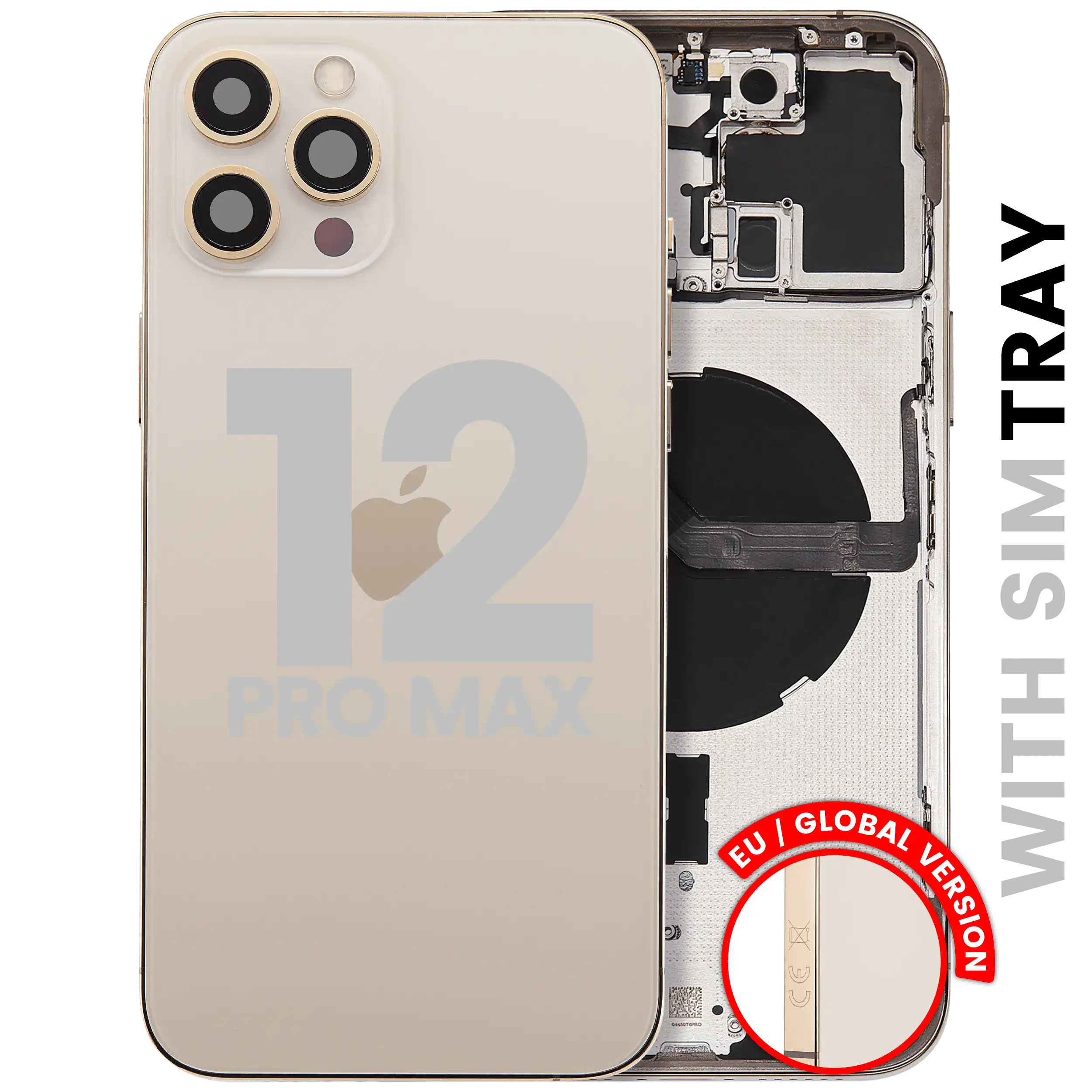 Back Housing W/ Small Parts For iPhone 12 Pro Max (EU / Global Version) (Used OEM Pull: Grade C) (Gold)