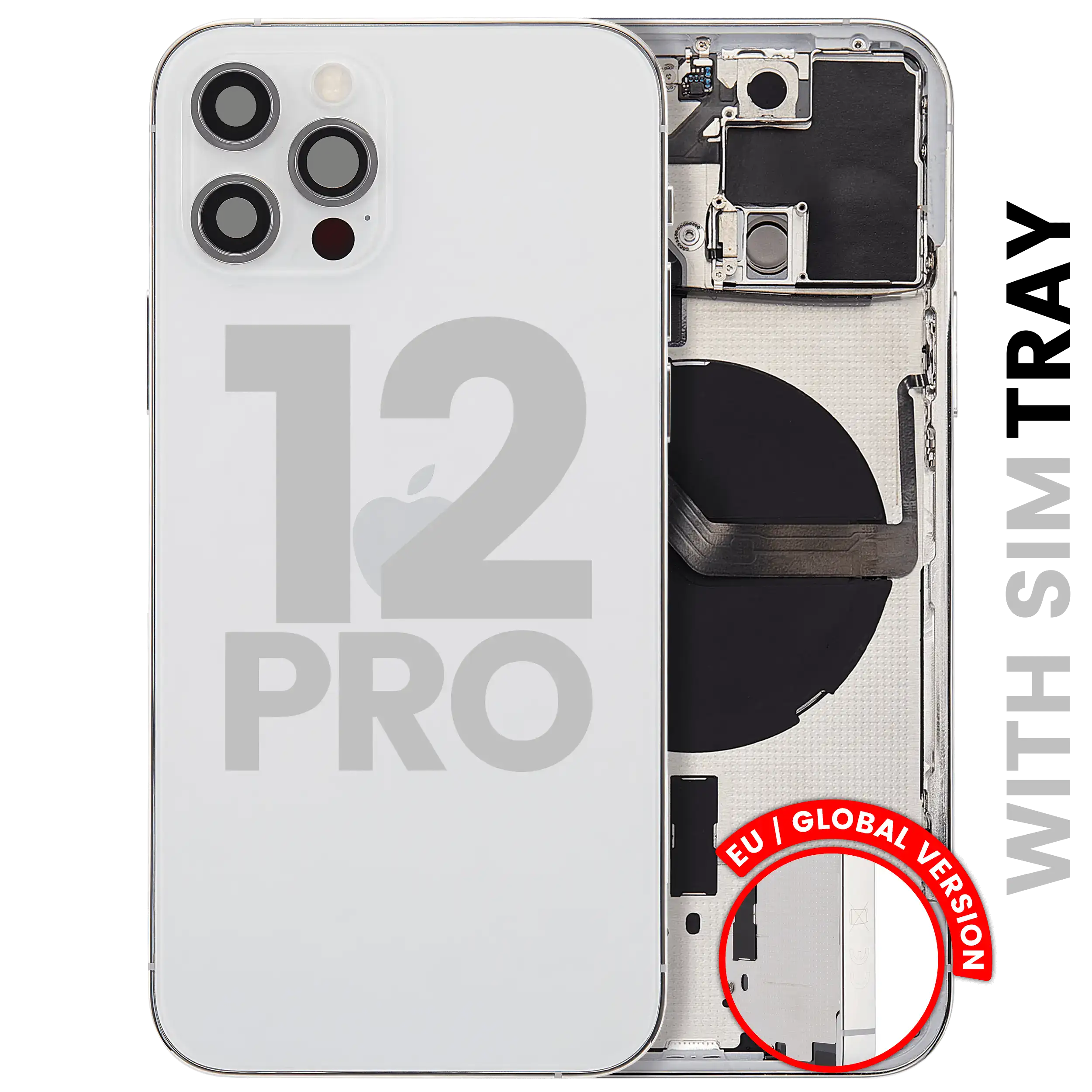 Back Housing W/ Small Parts For iPhone 12 Pro (EU / Global Version) (Used OEM Pull: Grade B) (Silver)