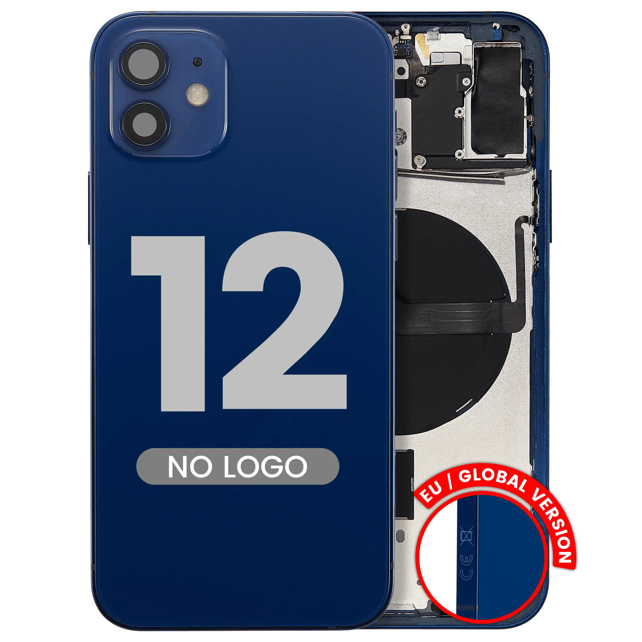 Back Housing W/ Small Parts For iPhone 12 (EU / Global Version) (Aftermarket Plus) (Blue)