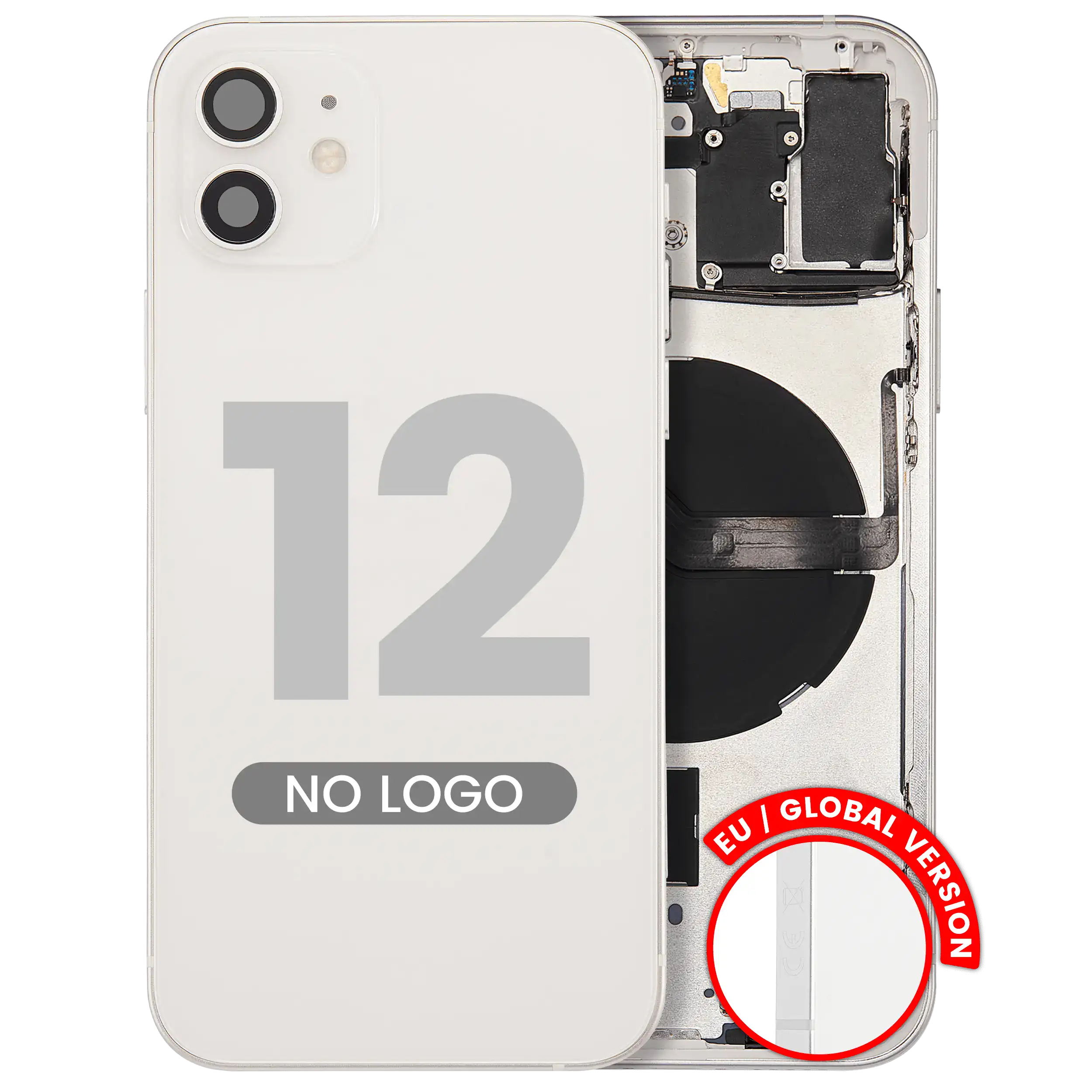 Back Housing W/ Small Parts For iPhone 12 (EU / Global Version) (Aftermarket Plus) (White)